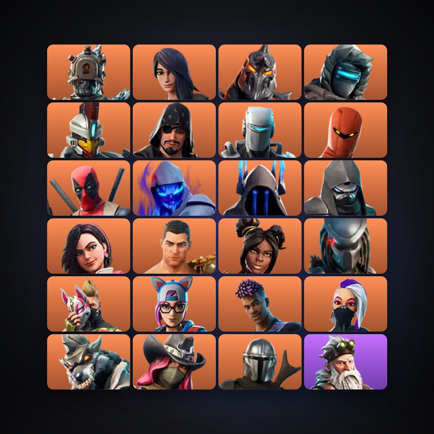 حساب فورتنايت Drift وPeely، اللوكر مليان 89 سكن، 100 فيبوكس، لفل 1543، 95 فوز — HabibiAccounts