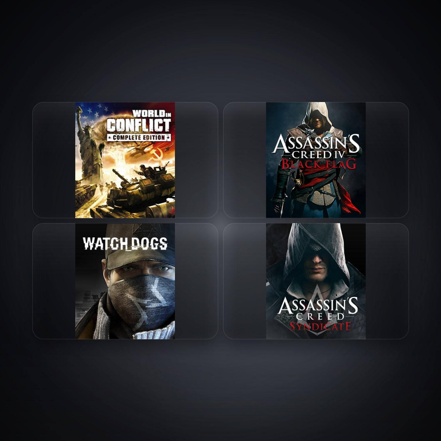 حساب يوبيسوفت فيه World In Conflict وAssassin’s Creed IV Black Flag، DE، 4 ألعاب — HabibiAccounts