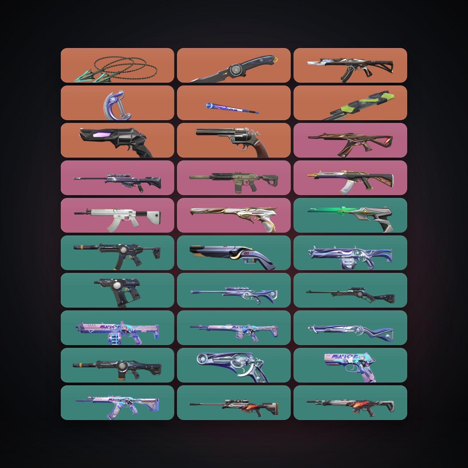 Valorant account: EU Plat 1 locker — 5 knives, 61 skins, lvl 197 — HabibiAccounts