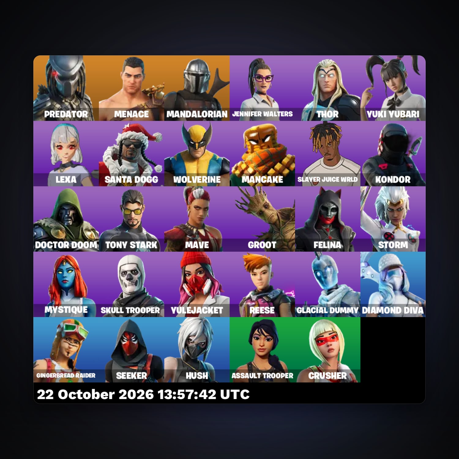 Fortnite account with Predator & Menace — 29 skins — 100 V-Bucks — lvl 874 — HabibiAccounts