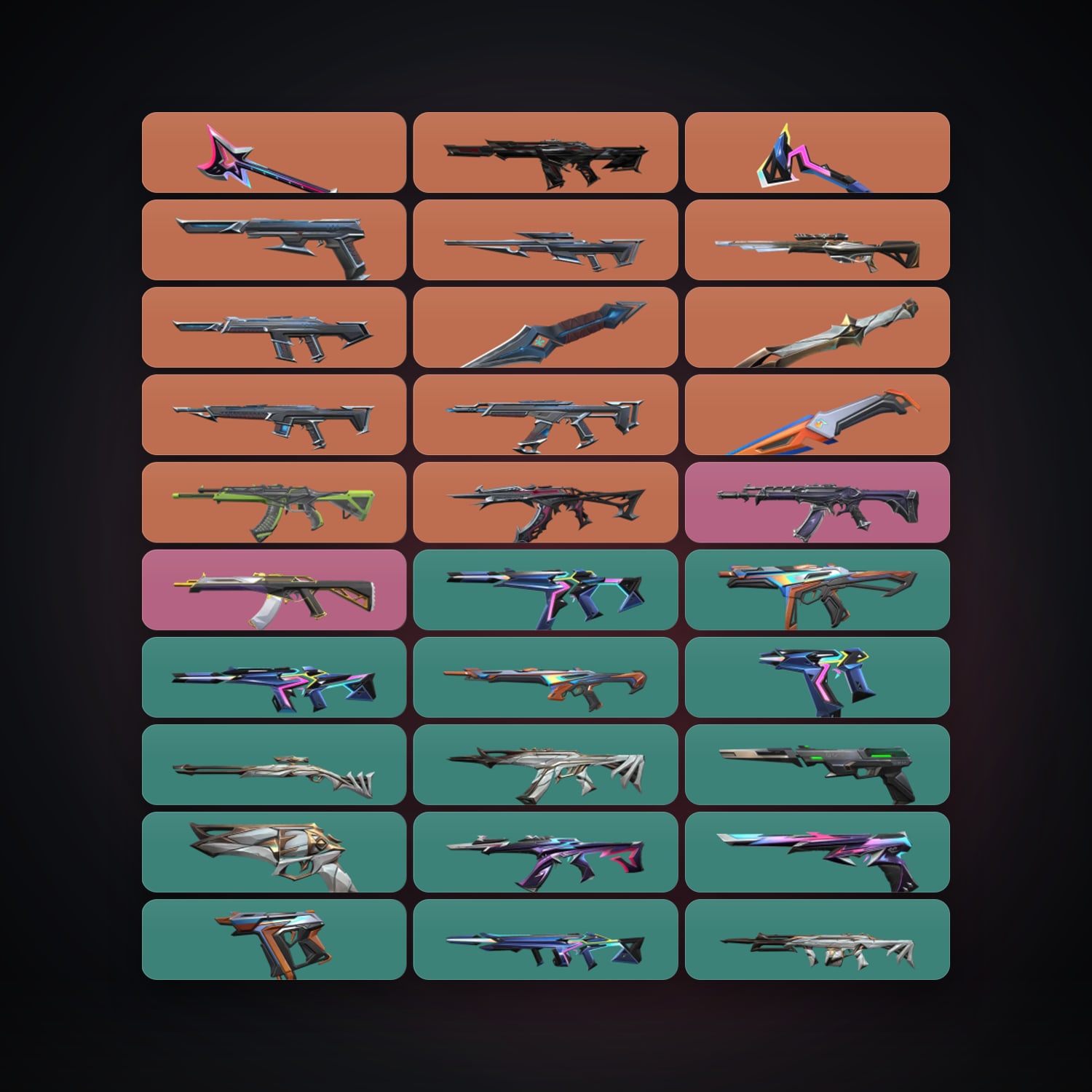 Valorant account: AP Silver 1 locker — 5 knives, 63 skins, lvl 128 — HabibiAccounts