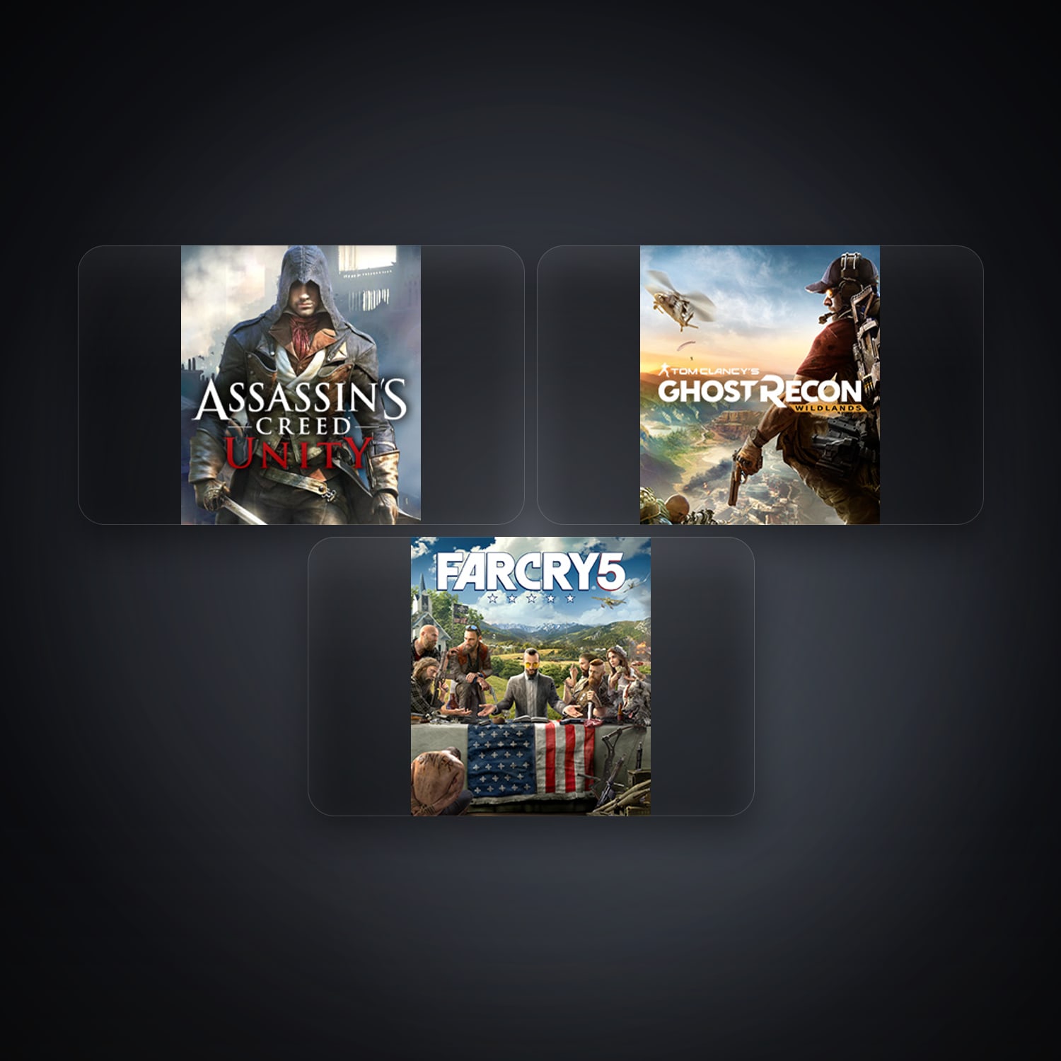 حساب يوبيسوفت فيه Assassin's Creed Unity وTom Clancy's Ghost Recon Wildlands، DE، 3 ألعاب — HabibiAccounts
