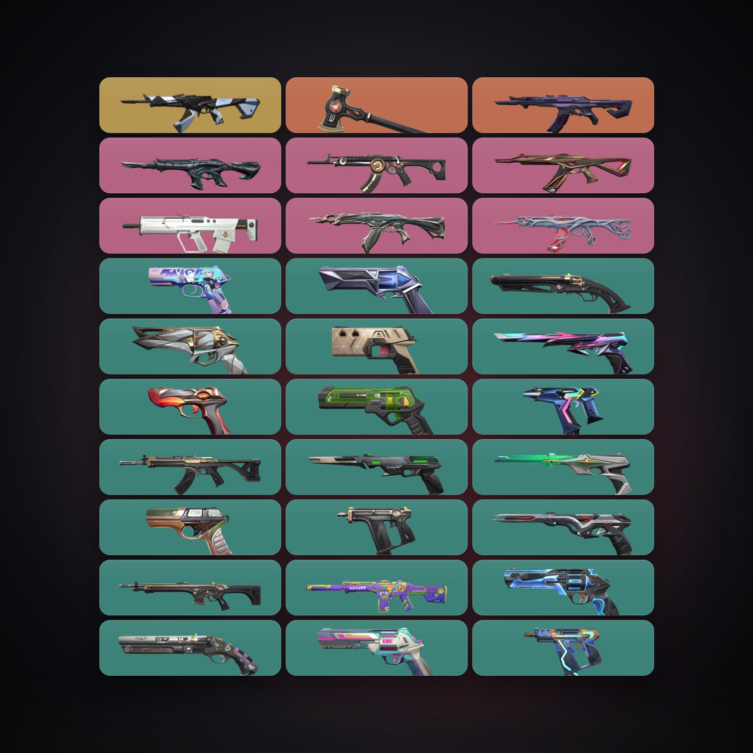 Valorant account: AP Plat 3 locker — 1 knife, 41 skins, lvl 453 — HabibiAccounts