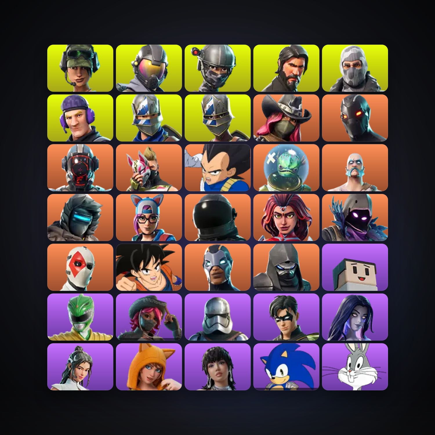 حساب فورتنايت Blue Squire وRoyale Knight، اللوكر مليان 184 سكن، 2.9K فيبوكس، لفل 1607، 629 فوز — HabibiAccounts