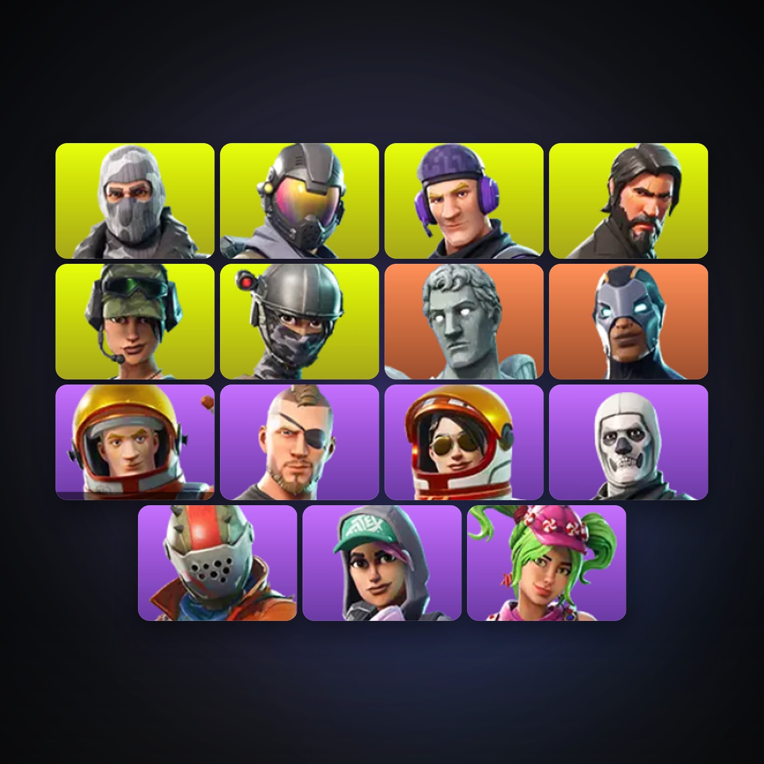 حساب فورتنايت Skull Trooper وRogue Agent، لوكر 16 سكن، 700 فيبوكس، لفل 199، 169 فوز — HabibiAccounts
