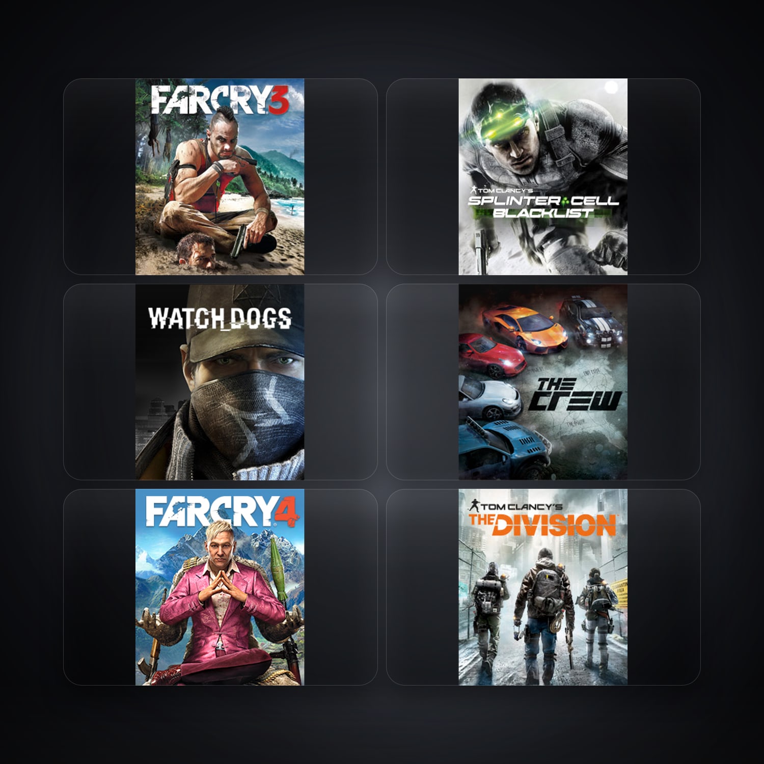 حساب يوبيسوفت فيه Far Cry 3 Deluxe Edition وTom Clancy's Splinter Cell Blacklist، DE، 7 ألعاب — HabibiAccounts