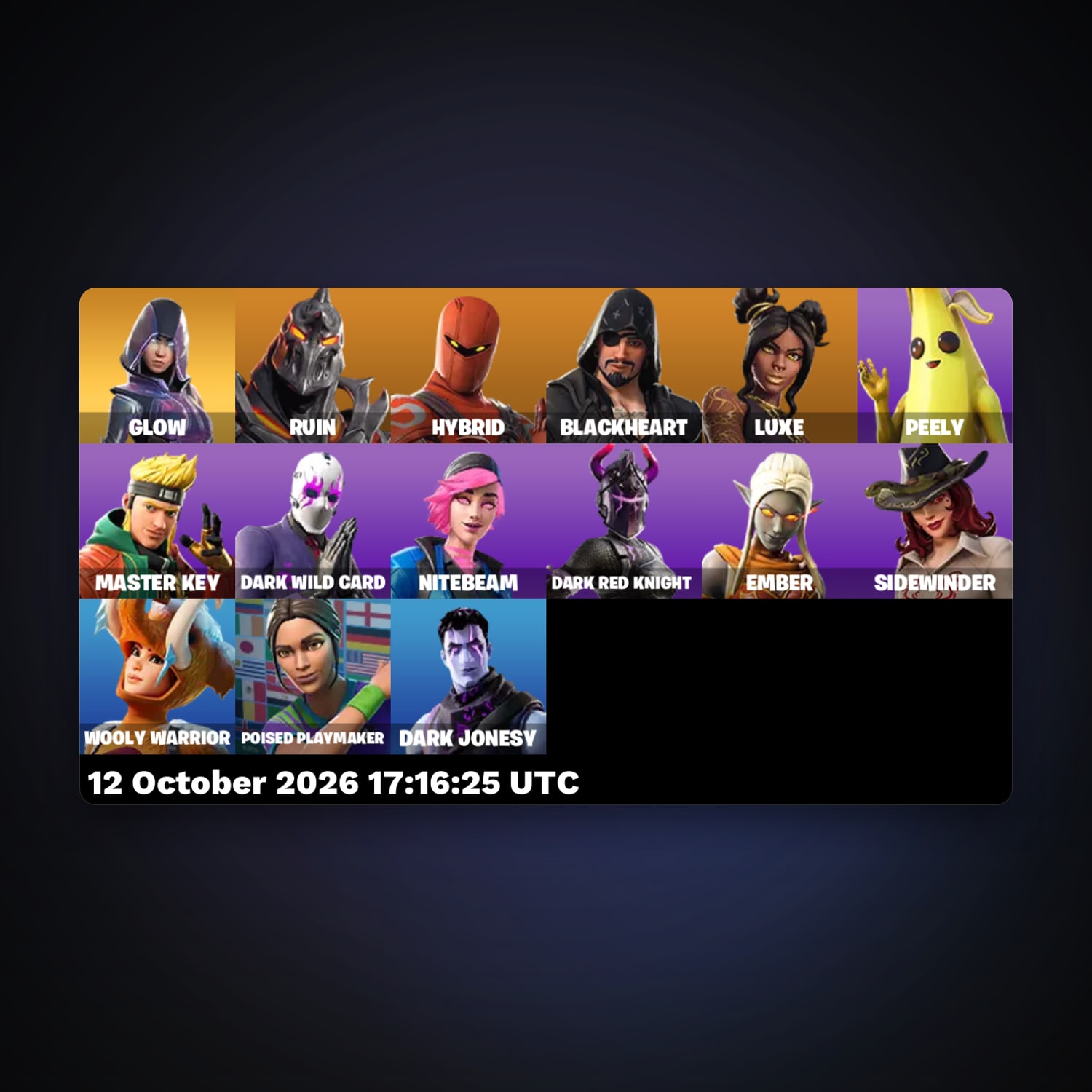 Fortnite account with Glow & Peely — 15 skins — 300 V-Bucks — lvl 600 — HabibiAccounts
