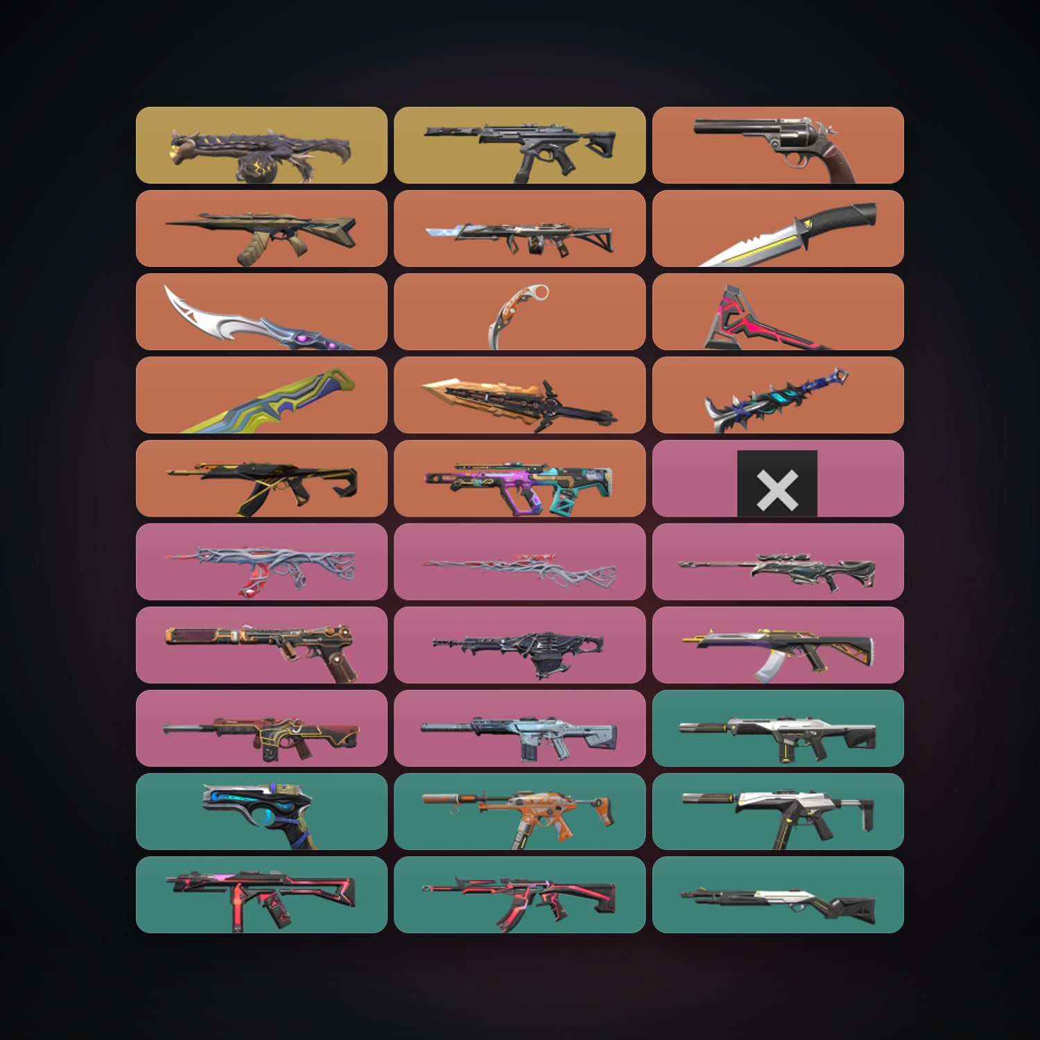 Valorant account: BR Silver 1 locker — 7 knives, 103 skins, lvl 158 — 64 LoL champions, 36 LoL skins — HabibiAccounts