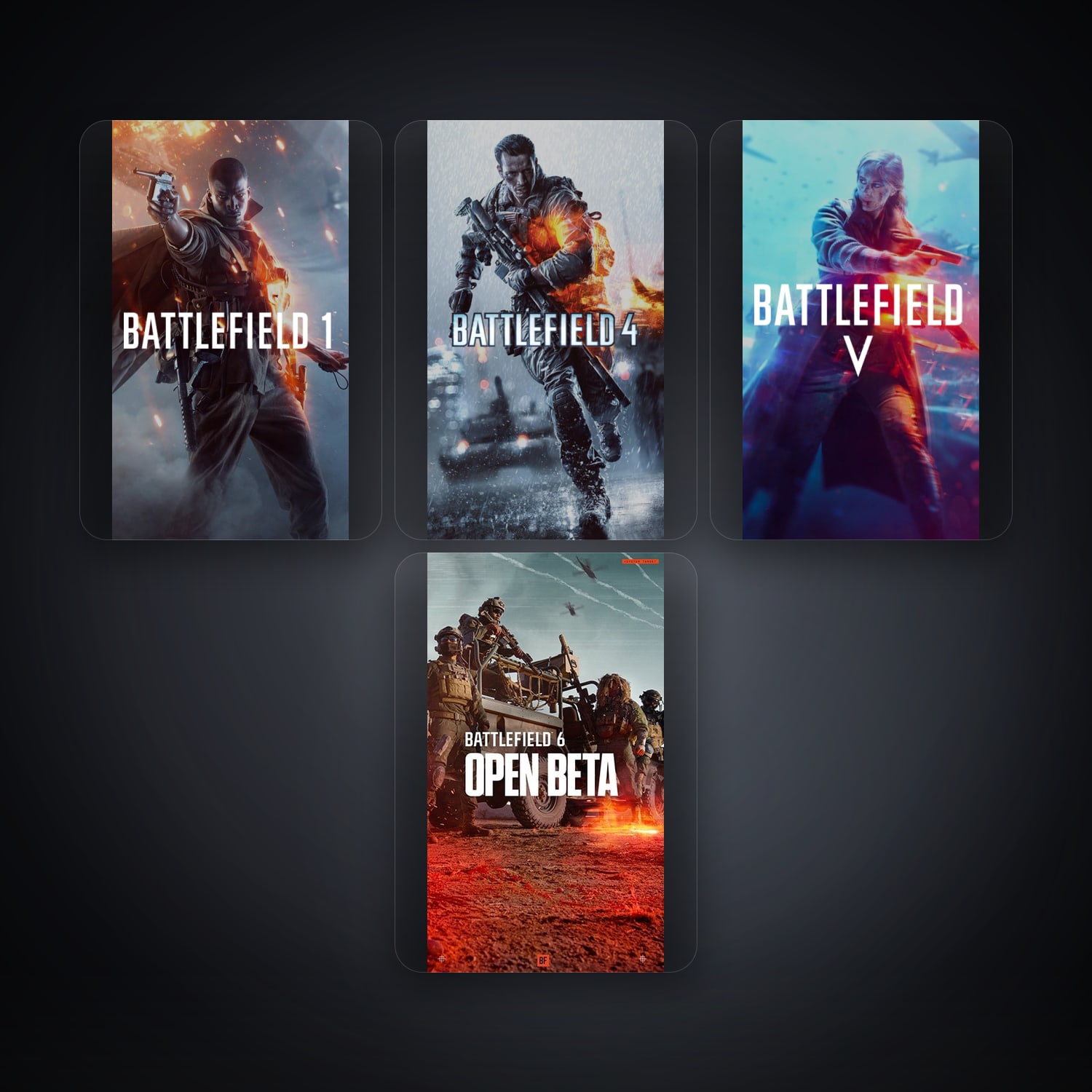 حساب إي إيه فيه Battlefield 1 وBattlefield 4، BR، 4 ألعاب — HabibiAccounts