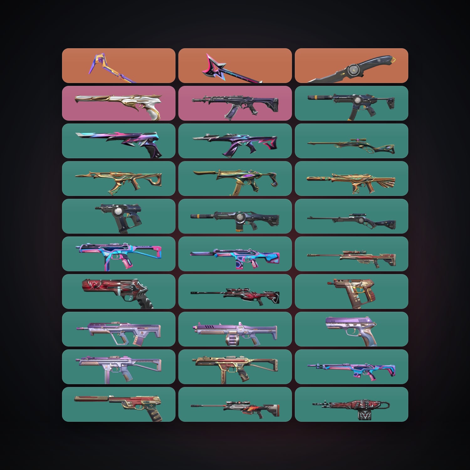 Valorant account: EU Gold 1 locker — 3 knives, 39 skins, lvl 70 — HabibiAccounts