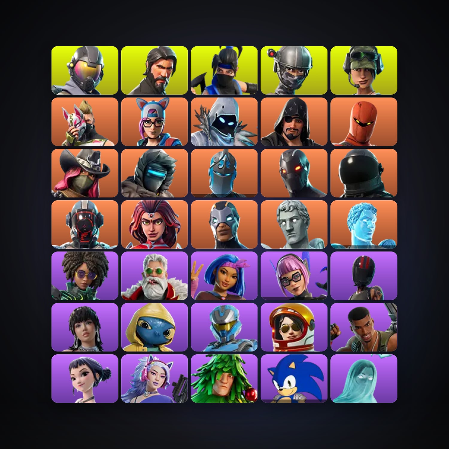 حساب فورتنايت Elite Agent وRogue Agent، اللوكر مليان 107 سكن، 1.3K فيبوكس، لفل 2350، 197 فوز — HabibiAccounts