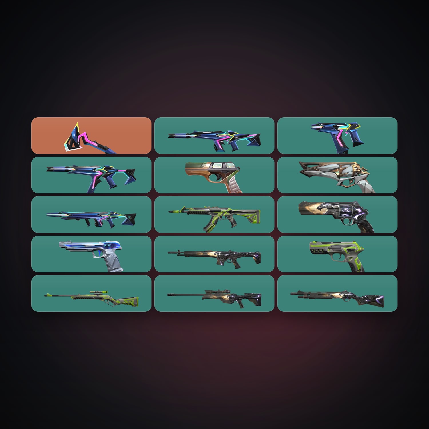 Valorant account: EU Gold 2 locker — 1 knife, 15 skins, lvl 126 — HabibiAccounts