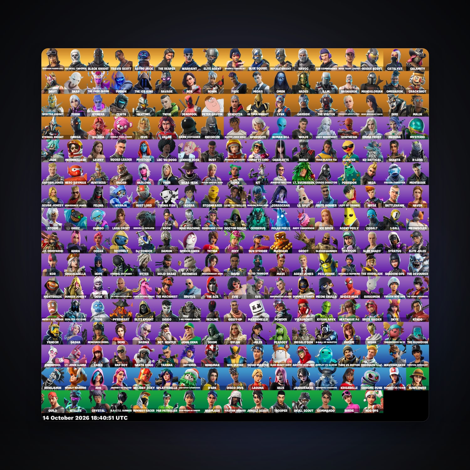 Fortnite account with Renegade Raider (OG) & Black Knight — 270 skins — 100 V-Bucks — lvl 4003 — HabibiAccounts