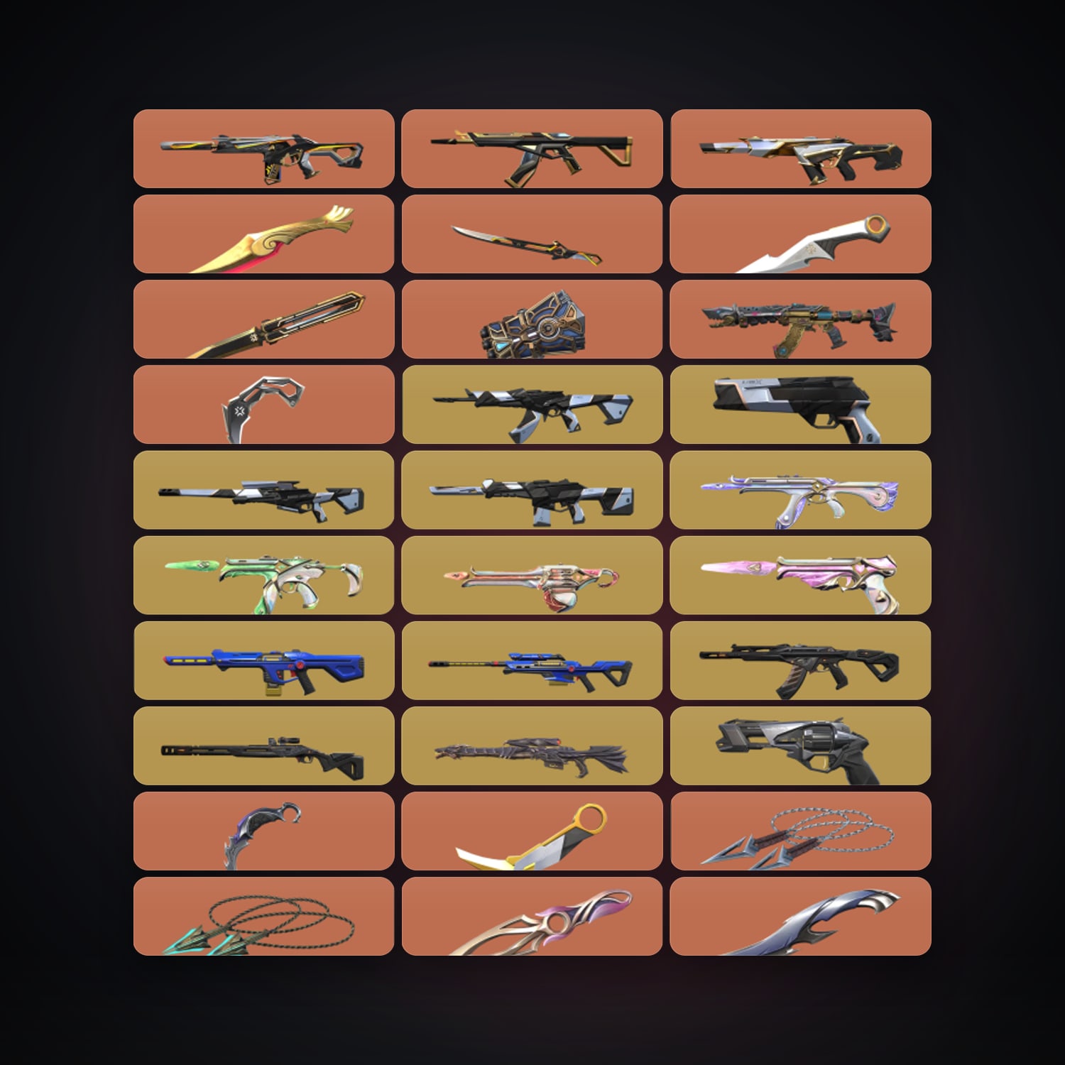 Valorant account: EU Plat 1 locker — 56 knives, 468 skins, lvl 513 — HabibiAccounts