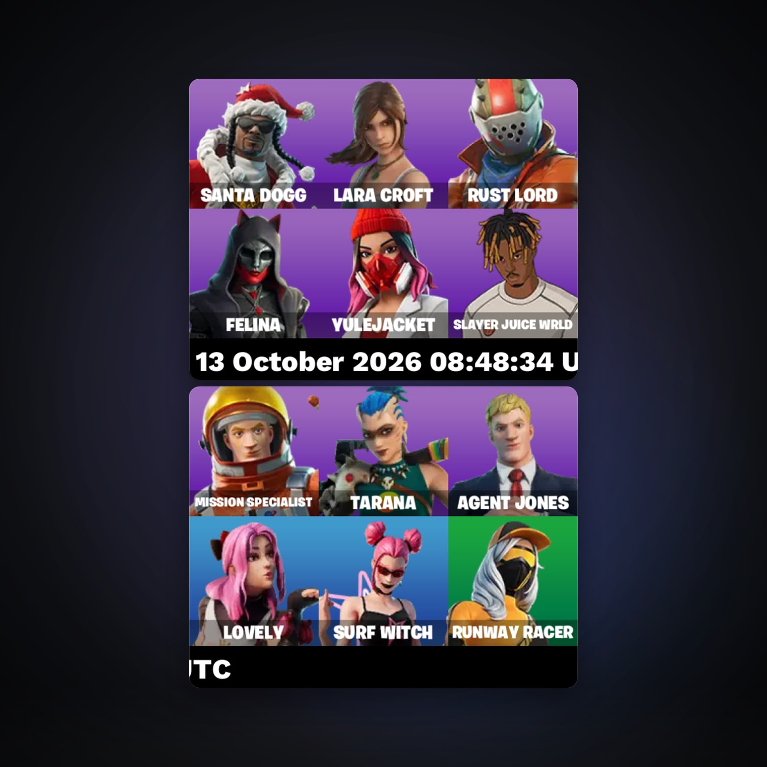 Fortnite account with Santa Dogg & Lara Croft — 12 skins — lvl 749 — HabibiAccounts