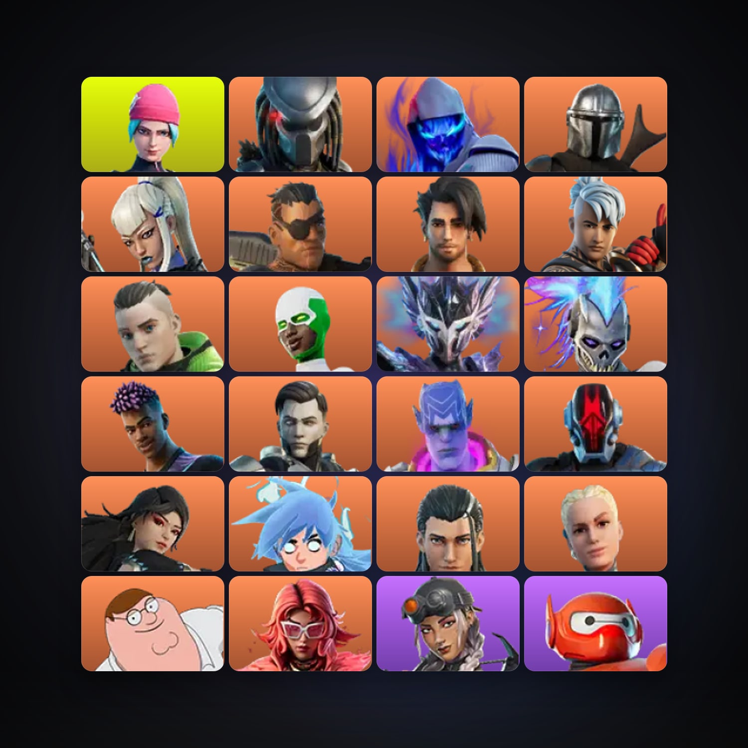 حساب فورتنايت Predator وFusion، اللوكر مليان 229 سكن، 950 فيبوكس، لفل 5051، 288 فوز — HabibiAccounts
