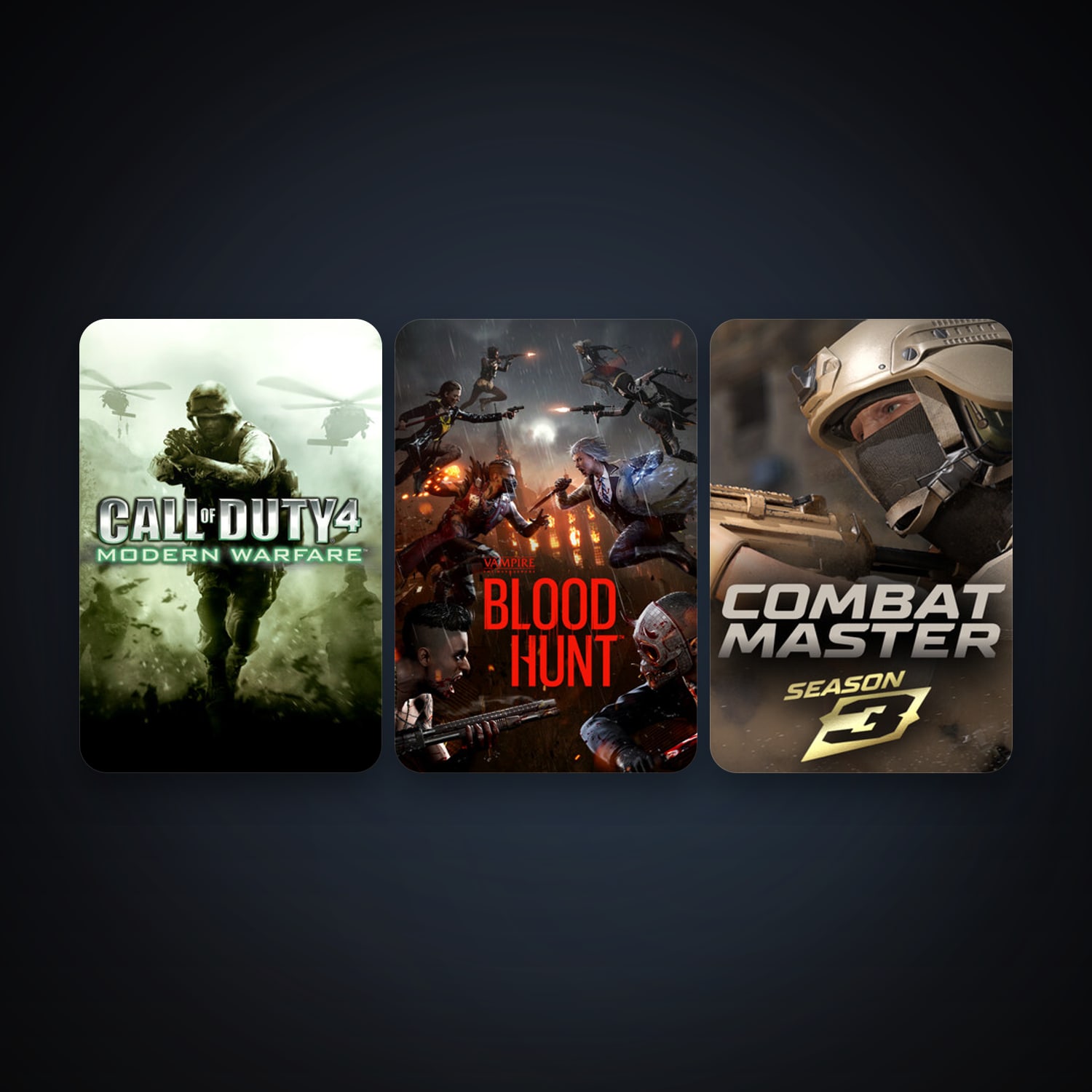 حساب ستيم فلين، Call of Duty 4: Modern Warfare وVampire: The Masquerade - Bloodhunt، 5 لعبة، صامد واضح — HabibiAccounts