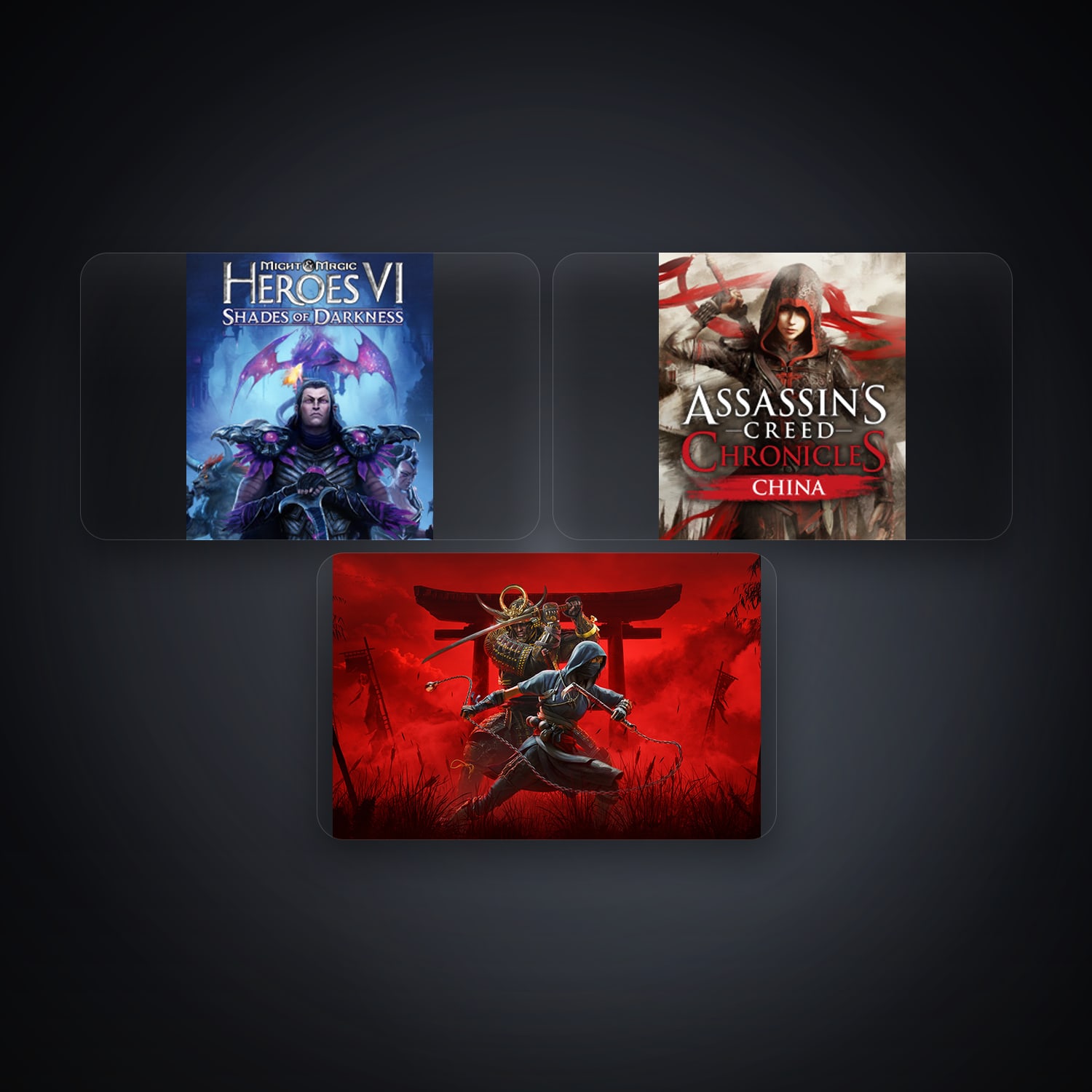 حساب يوبيسوفت فيه Might & Magic Heroes VI وAssassin's Creed Chronicles China، ES، 3 ألعاب — HabibiAccounts