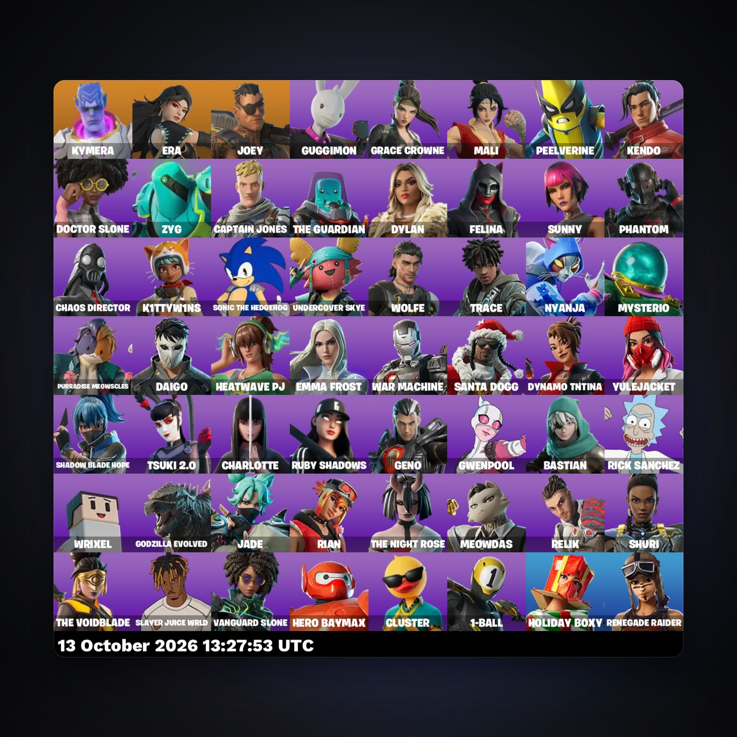 Fortnite account with Renegade Raider & Kymera — 56 skins — 700 V-Bucks — lvl 890 — HabibiAccounts