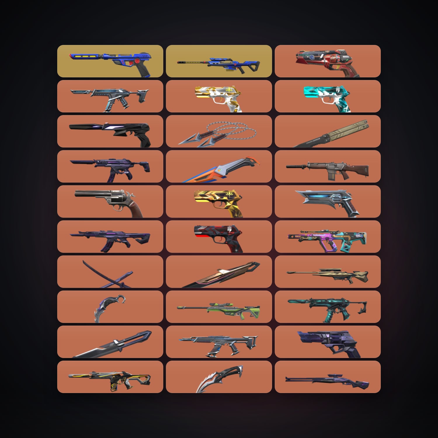 Valorant account: EU Bronze 1 locker — 10 knives, 191 skins, lvl 194 — HabibiAccounts