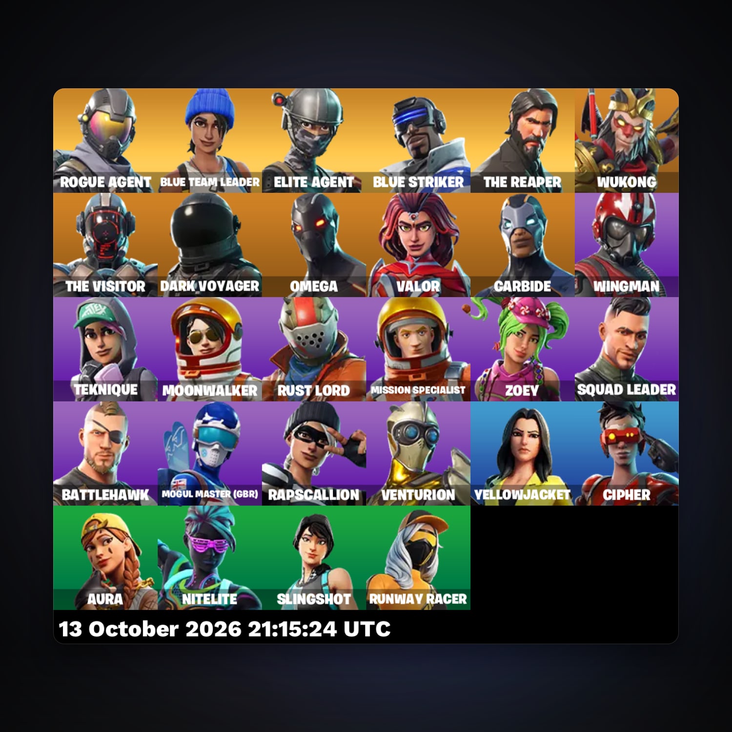 Fortnite account with Elite Agent & Rogue Agent — 28 skins — 300 V-Bucks — lvl 667 — HabibiAccounts