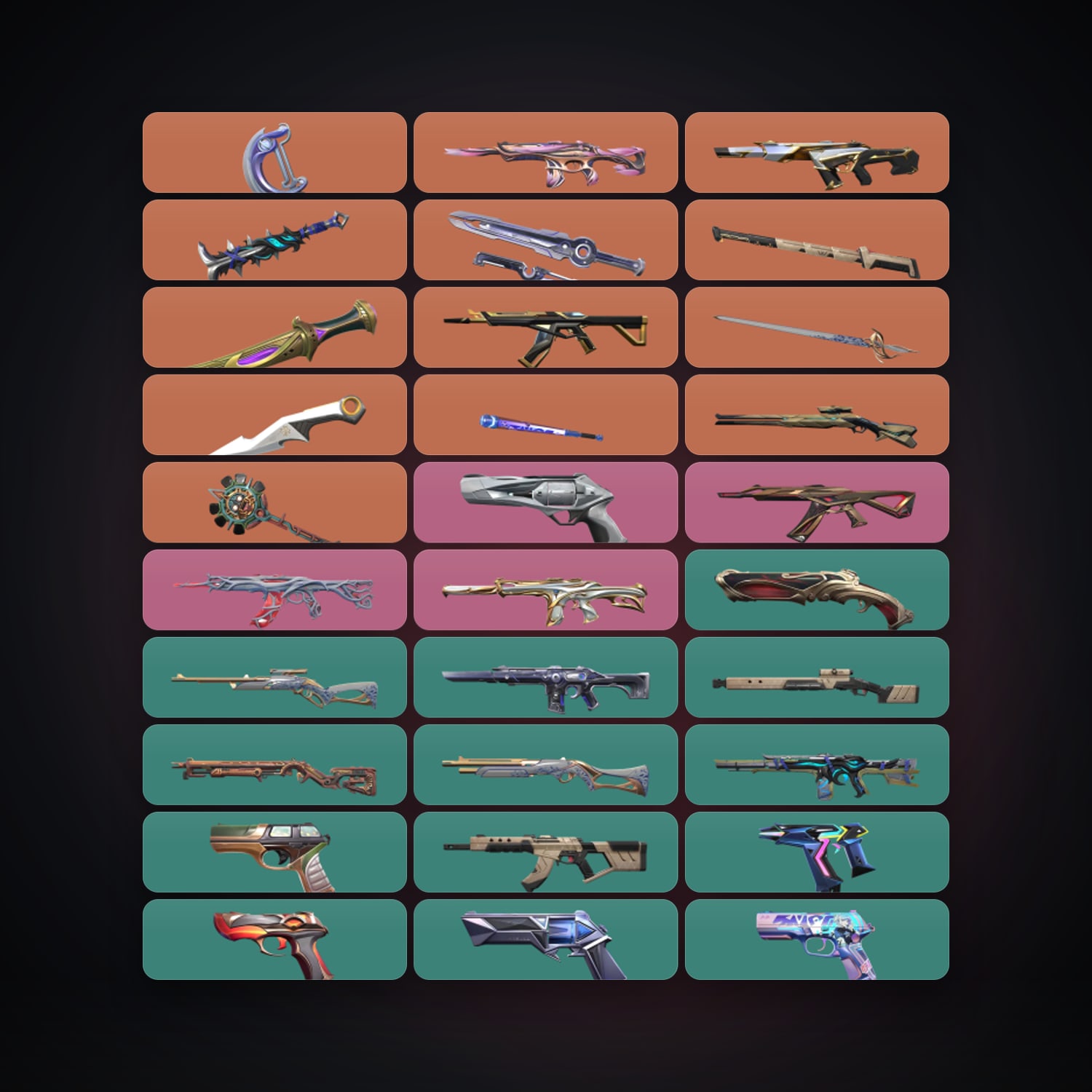 Valorant account: LA Silver 3 locker — 9 knives, 155 skins, lvl 557 — 44 LoL champions — HabibiAccounts