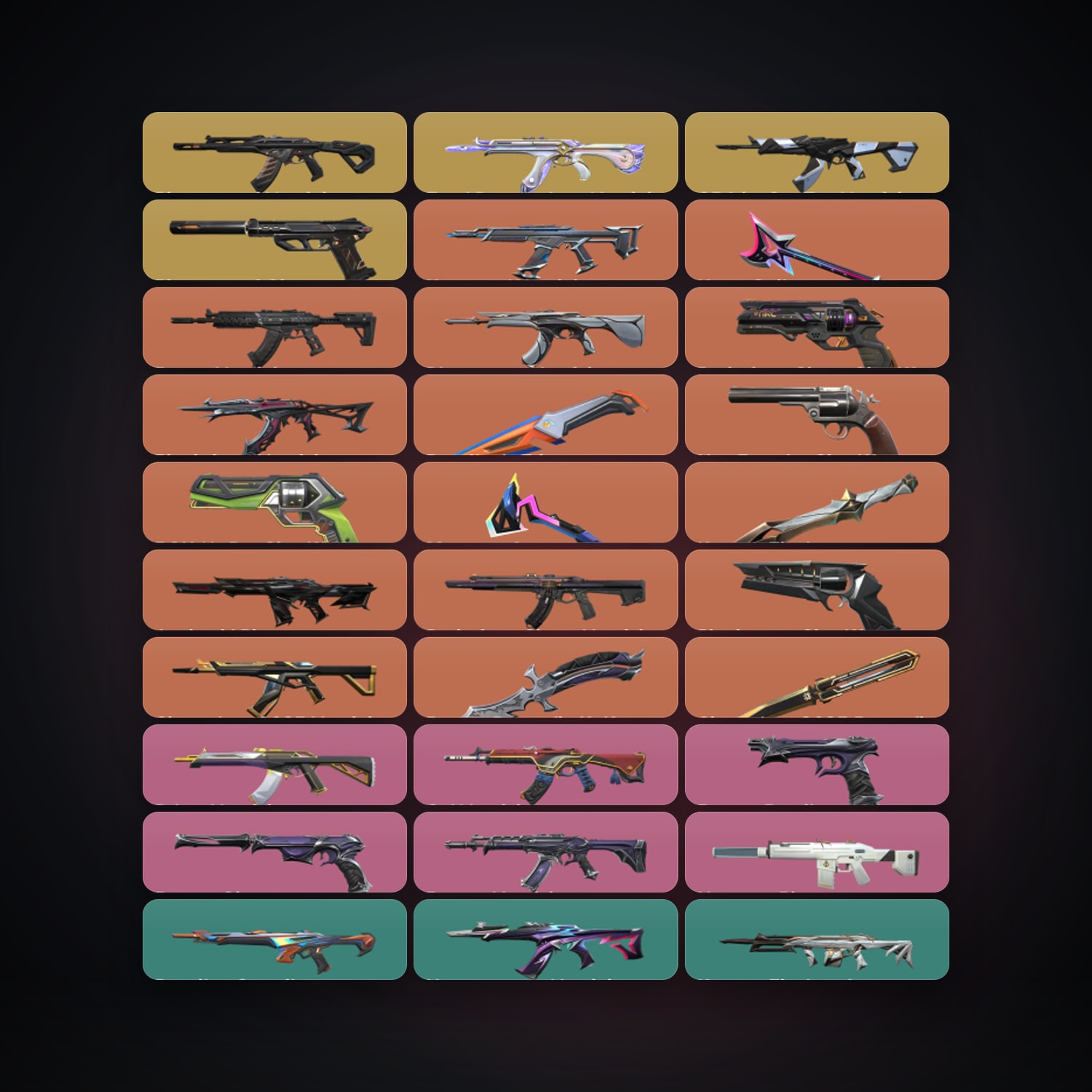 Valorant account: LA Plat 1 locker — 6 knives, 84 skins, lvl 117 — HabibiAccounts
