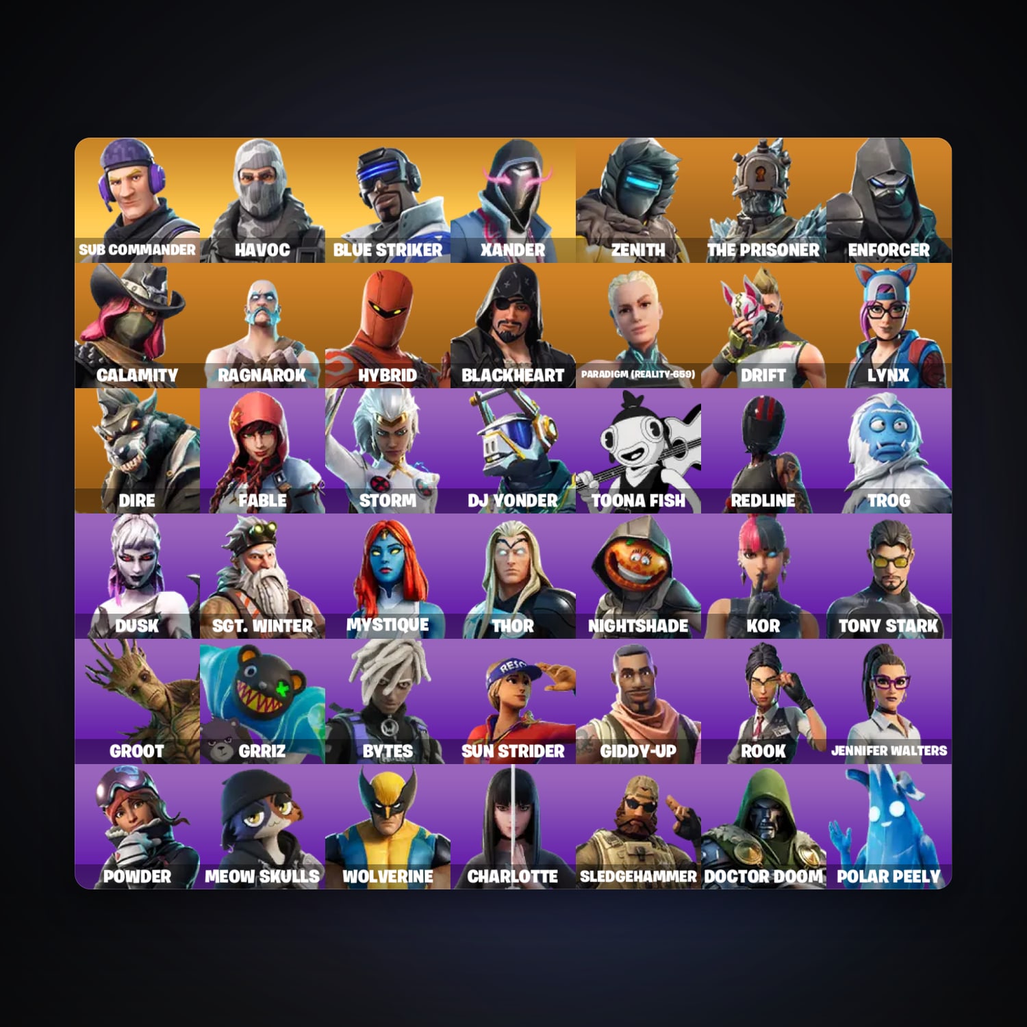 Fortnite account with Drift & Zenith — 45 skins — 750 V-Bucks — lvl 852 — HabibiAccounts