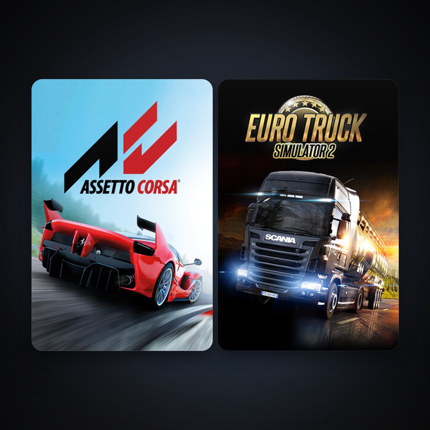 Steam account: Euro Truck Simulator 2 + Assetto Corsa, 2 games, clean — HabibiAccounts