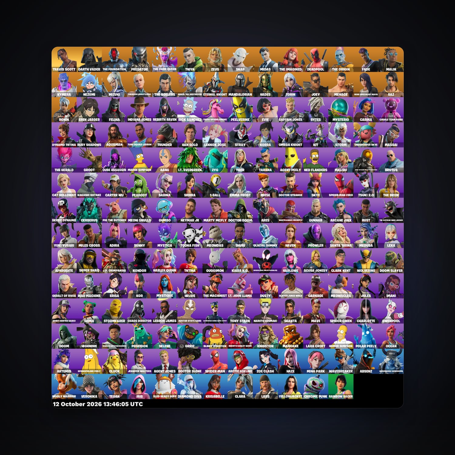 حساب فورتنايت Midas وDeadpool، اللوكر مليان 194 سكن، 400 فيبوكس، لفل 2443، 160 فوز — HabibiAccounts
