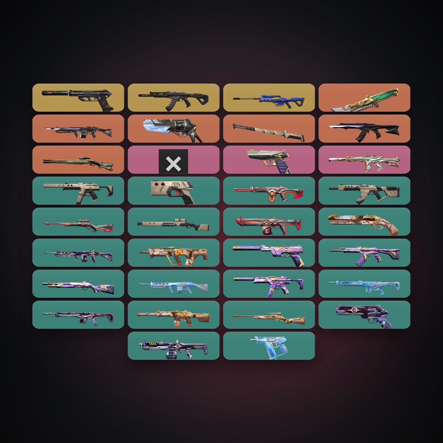 Valorant account: AP Plat 1 locker — 2 knives, 34 skins, lvl 71 — HabibiAccounts