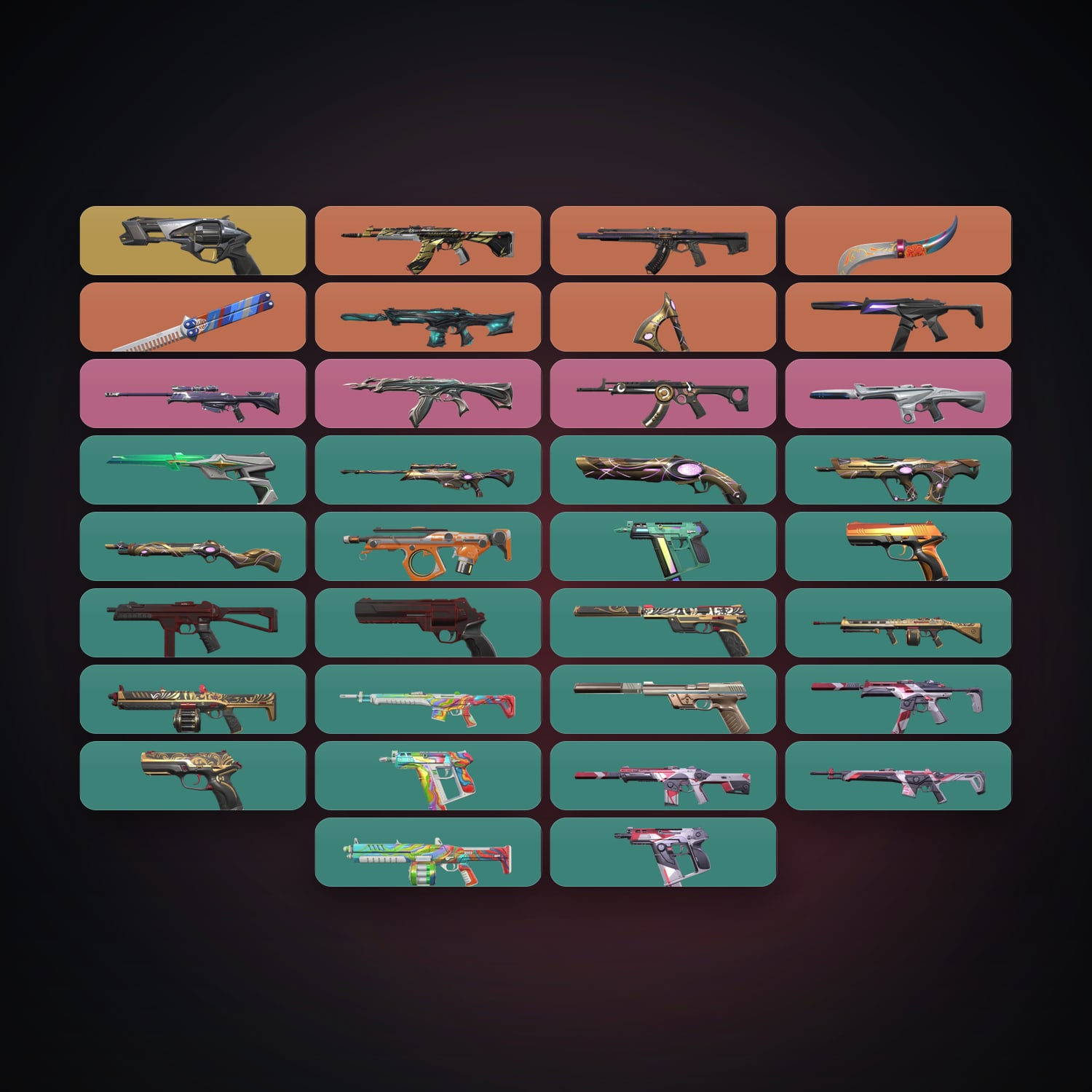 Valorant account: EU Gold 2 locker — 3 knives, 34 skins, lvl 113 — HabibiAccounts