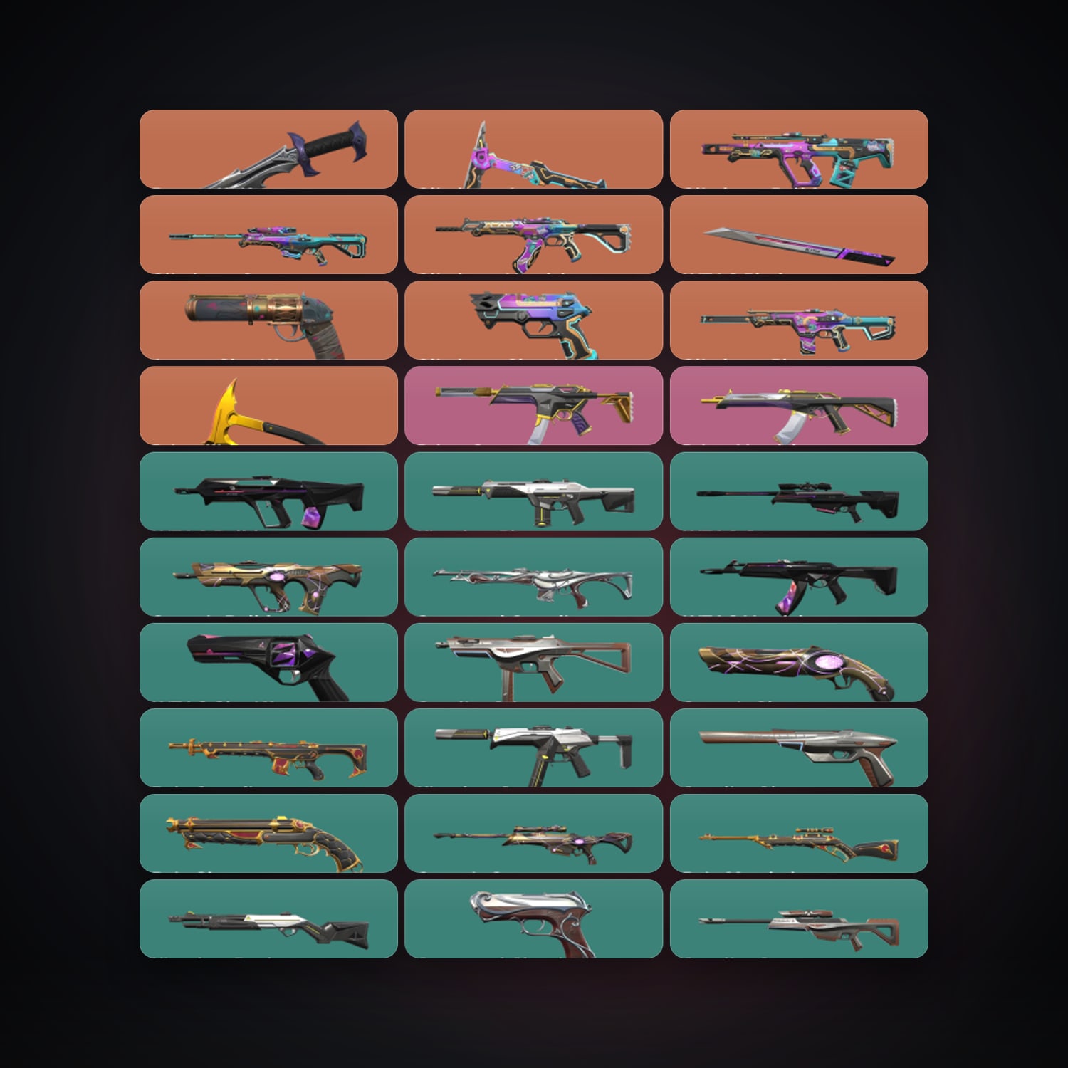 Valorant account: NA Silver 1 locker — 4 knives, 81 skins, lvl 198 — 173 LoL champions, 312 LoL skins — HabibiAccounts