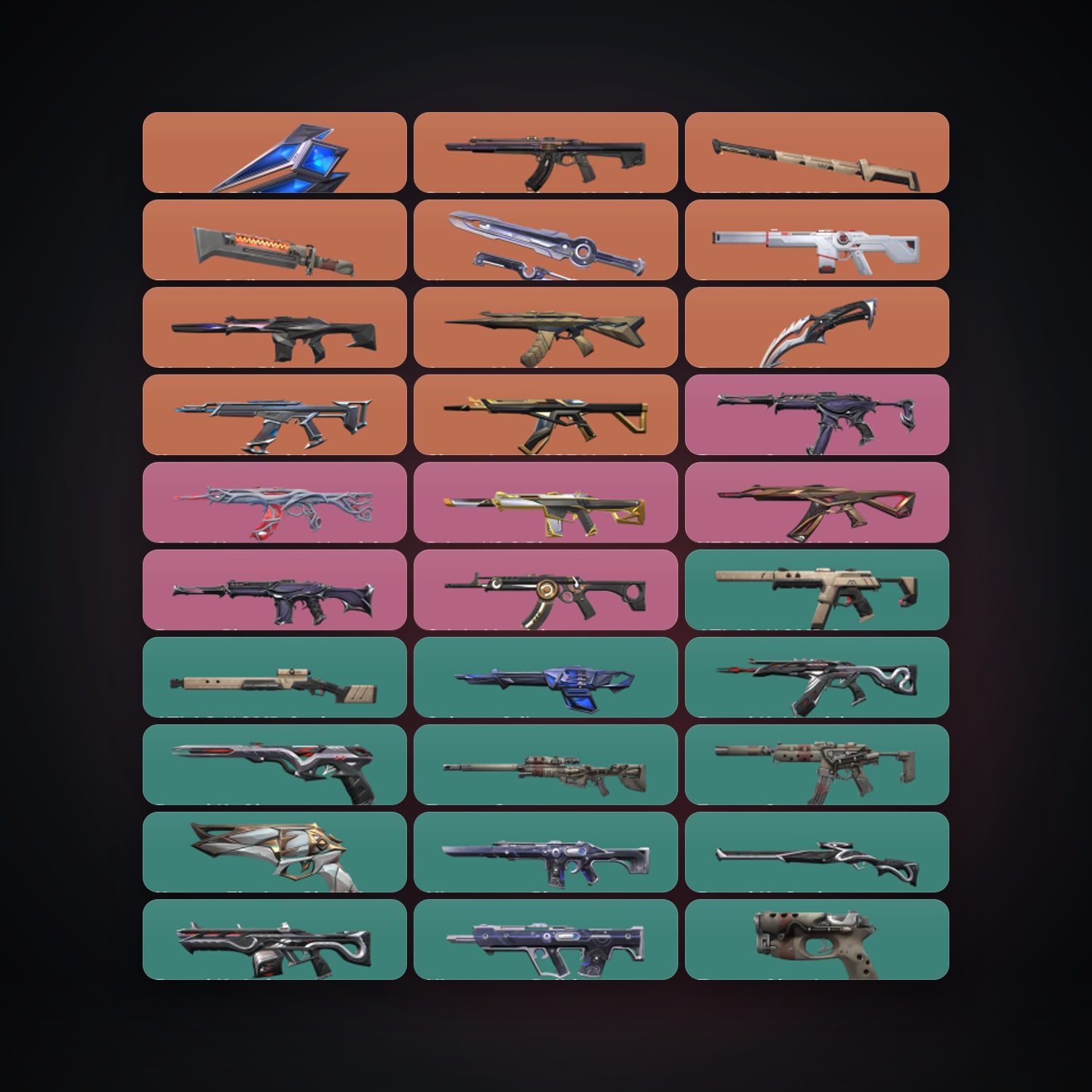 Valorant account: EU Gold 1 locker — 5 knives, 84 skins, lvl 228 — HabibiAccounts
