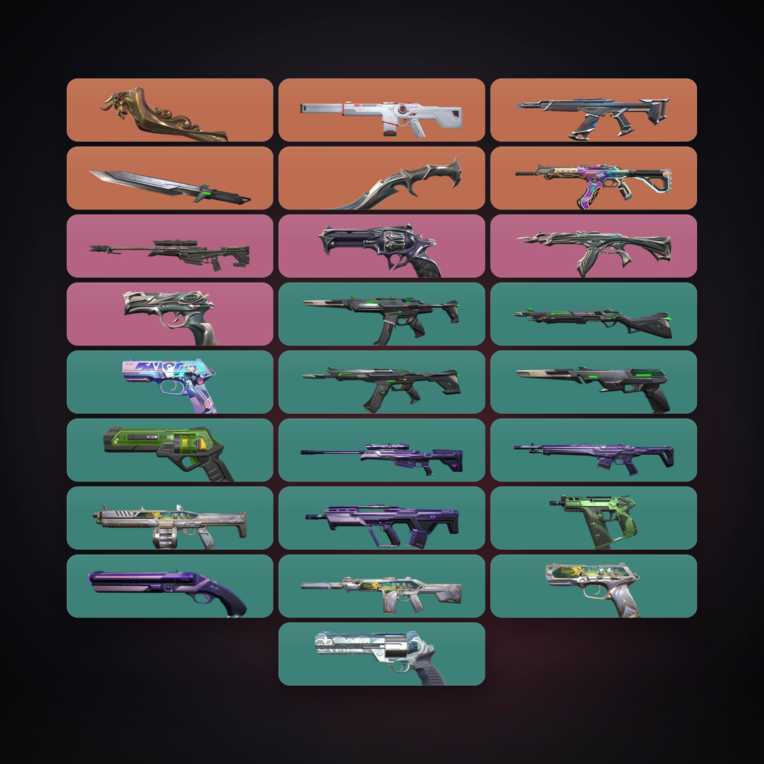 Valorant account: NA Plat 2 locker — 3 knives, 25 skins, lvl 108 — HabibiAccounts