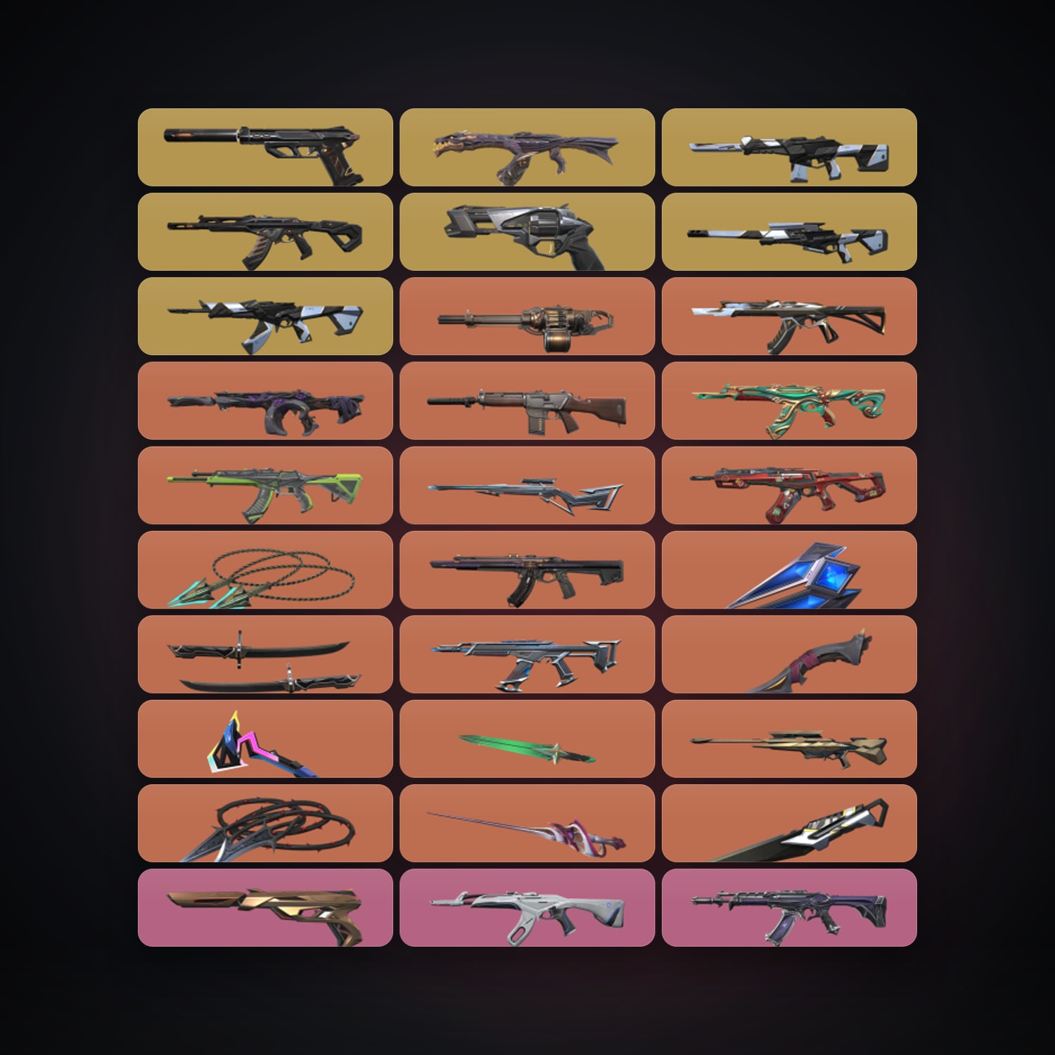 Valorant account: EU Gold 1 locker — 9 knives, 110 skins, lvl 109 — HabibiAccounts