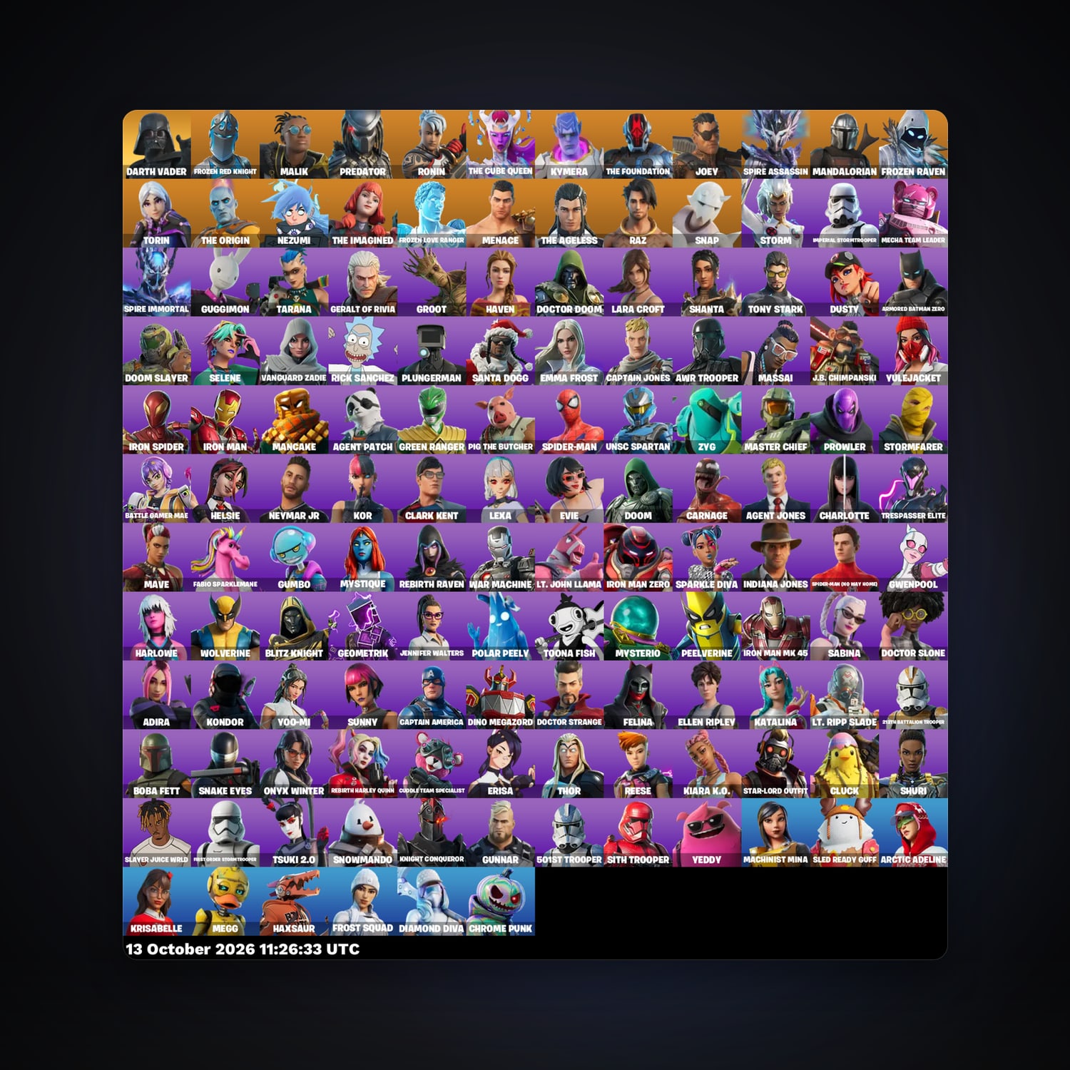 Fortnite account with Malik & Predator — 138 skins — 100 V-Bucks — lvl 2080 — HabibiAccounts