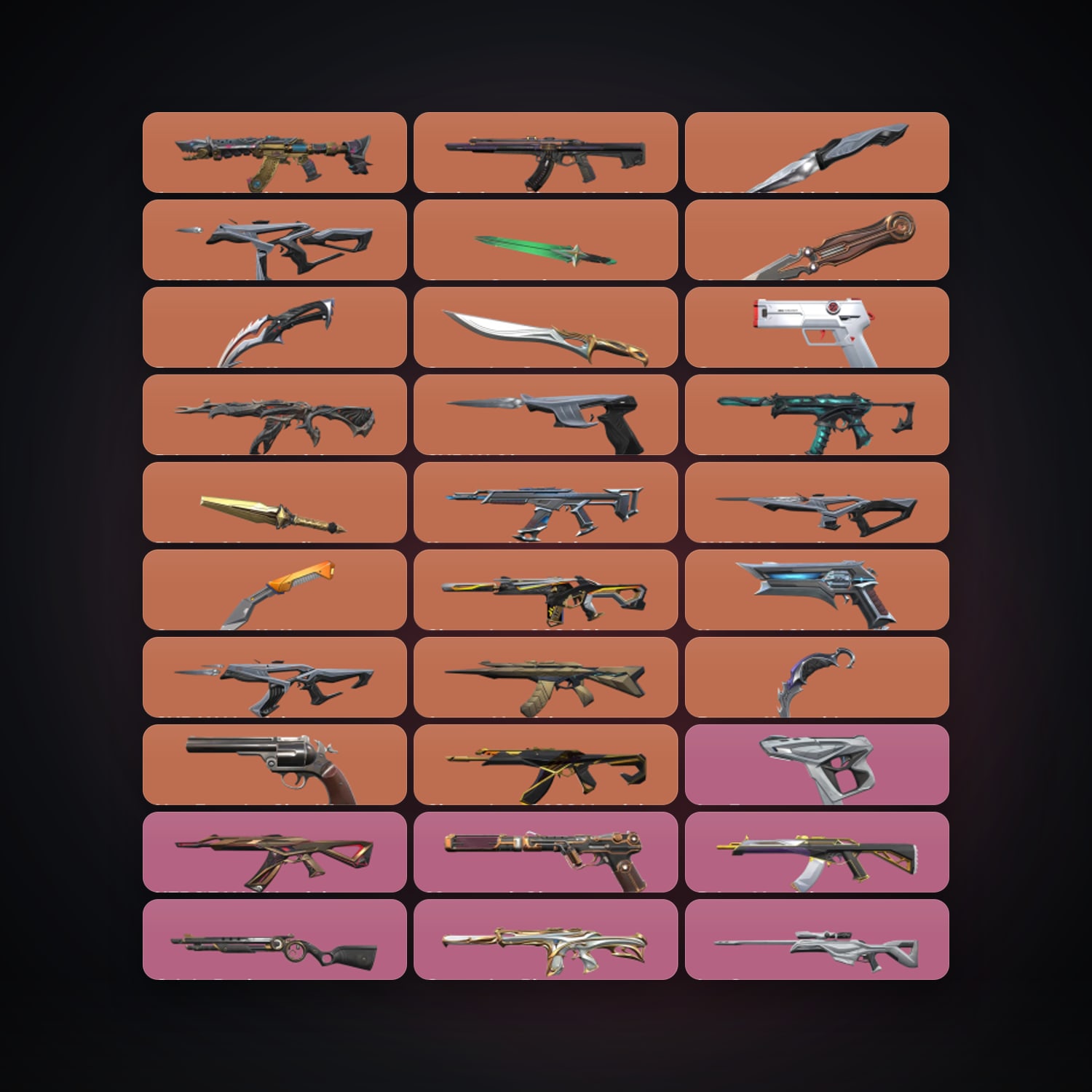 Valorant account: AP Gold 3 locker — 8 knives, 91 skins, lvl 264 — HabibiAccounts