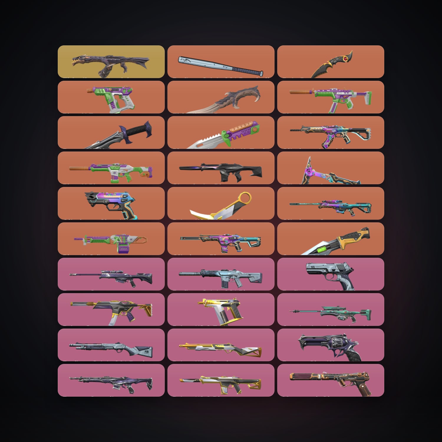 Valorant account: AP Plat 3 locker — 8 knives, 81 skins, lvl 204 — HabibiAccounts