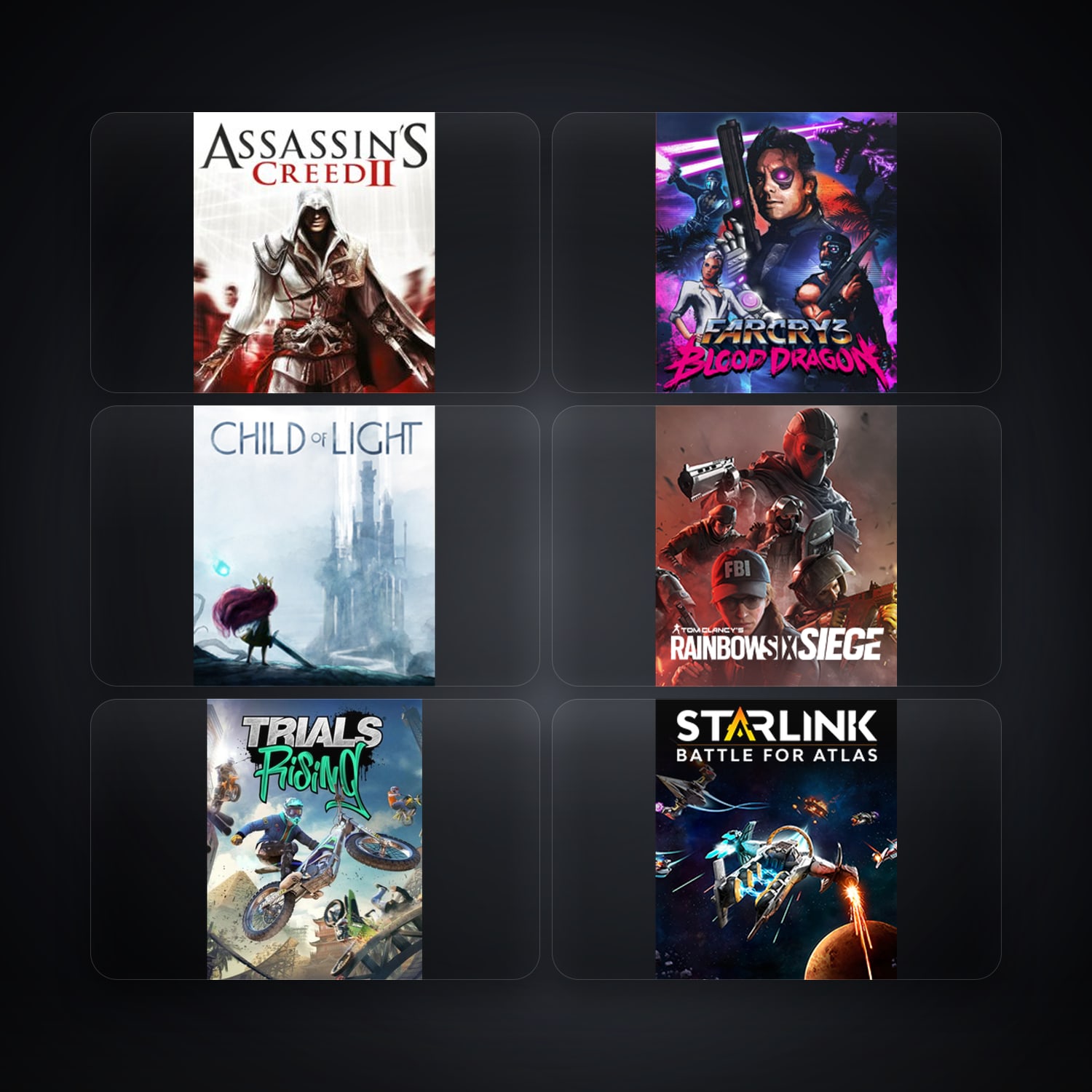 حساب يوبيسوفت فيه Assassin's Creed II وFar Cry 3 Blood Dragon، SG، 7 ألعاب — HabibiAccounts
