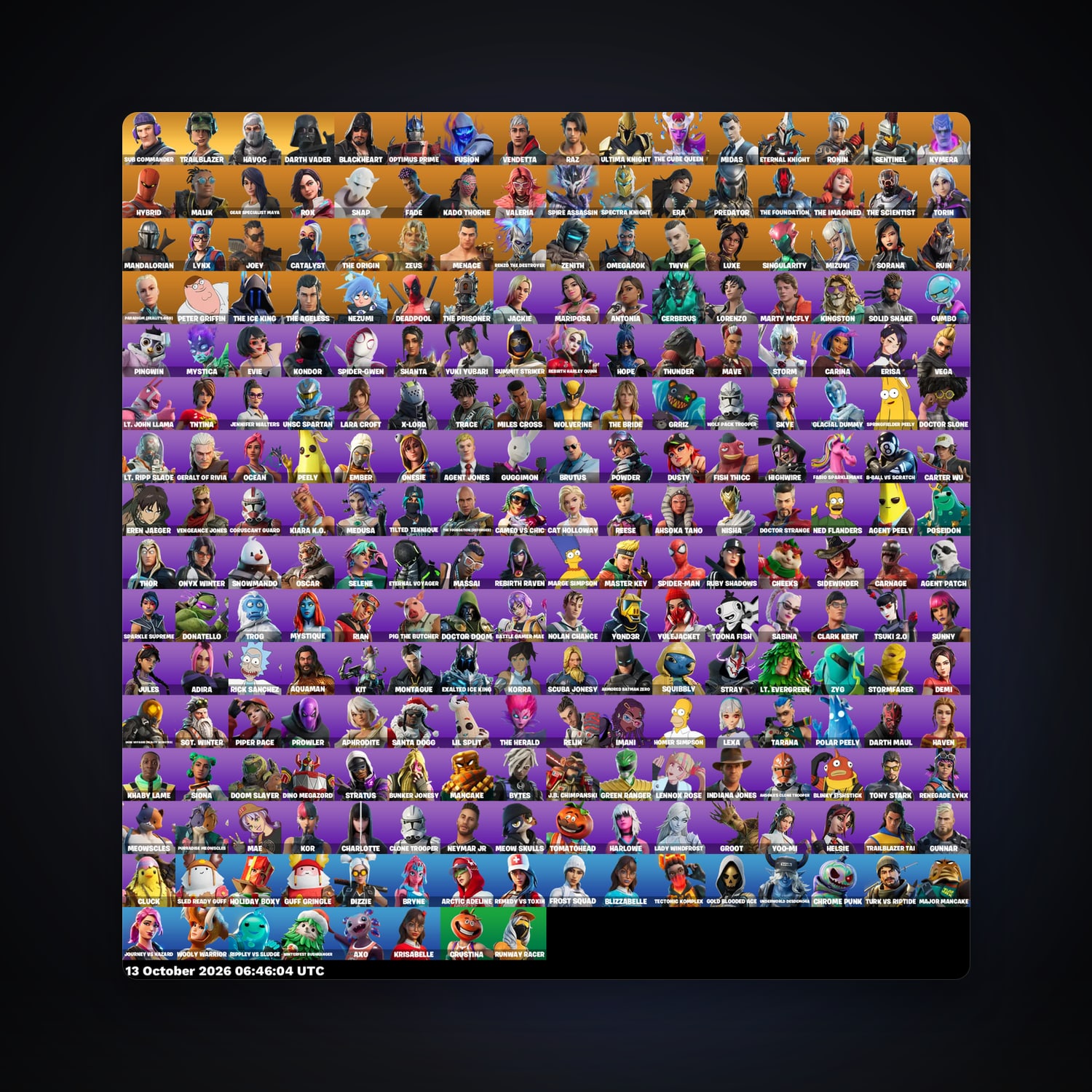 حساب فورتنايت Midas وHavoc، اللوكر مليان 248 سكن، 300 فيبوكس، لفل 4009، 599 فوز — HabibiAccounts