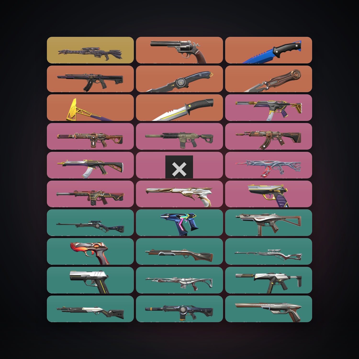 Valorant account: LA Plat 1 locker — 5 knives, 83 skins, lvl 251 — 67 LoL champions, 11 LoL skins — HabibiAccounts