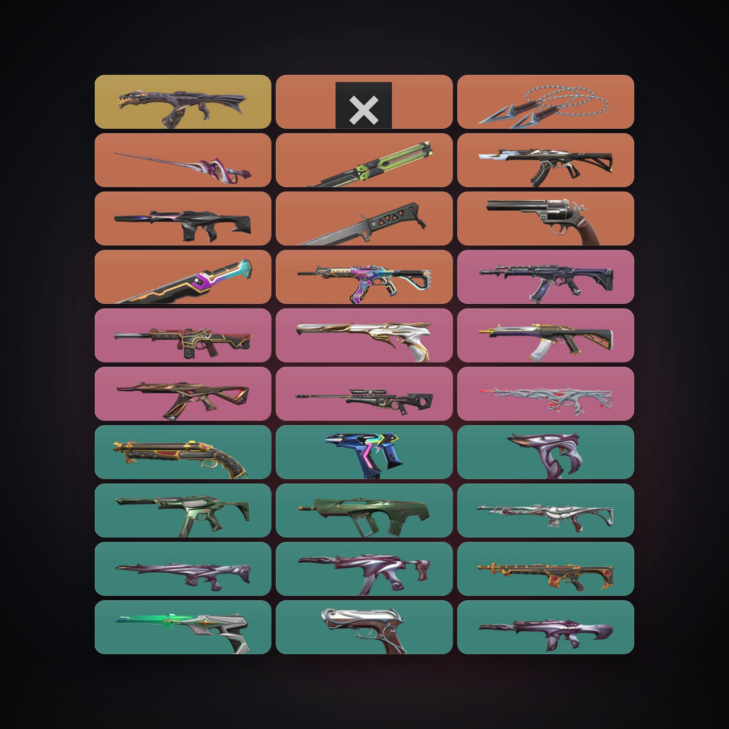 Valorant account: BR Gold 2 locker — 6 knives, 61 skins, lvl 208 — HabibiAccounts