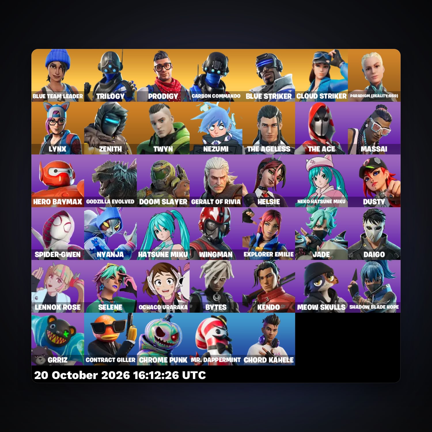 Fortnite account with Paradigm (Reality-659) & Lynx — 40 skins — 300 V-Bucks — lvl 565 — HabibiAccounts
