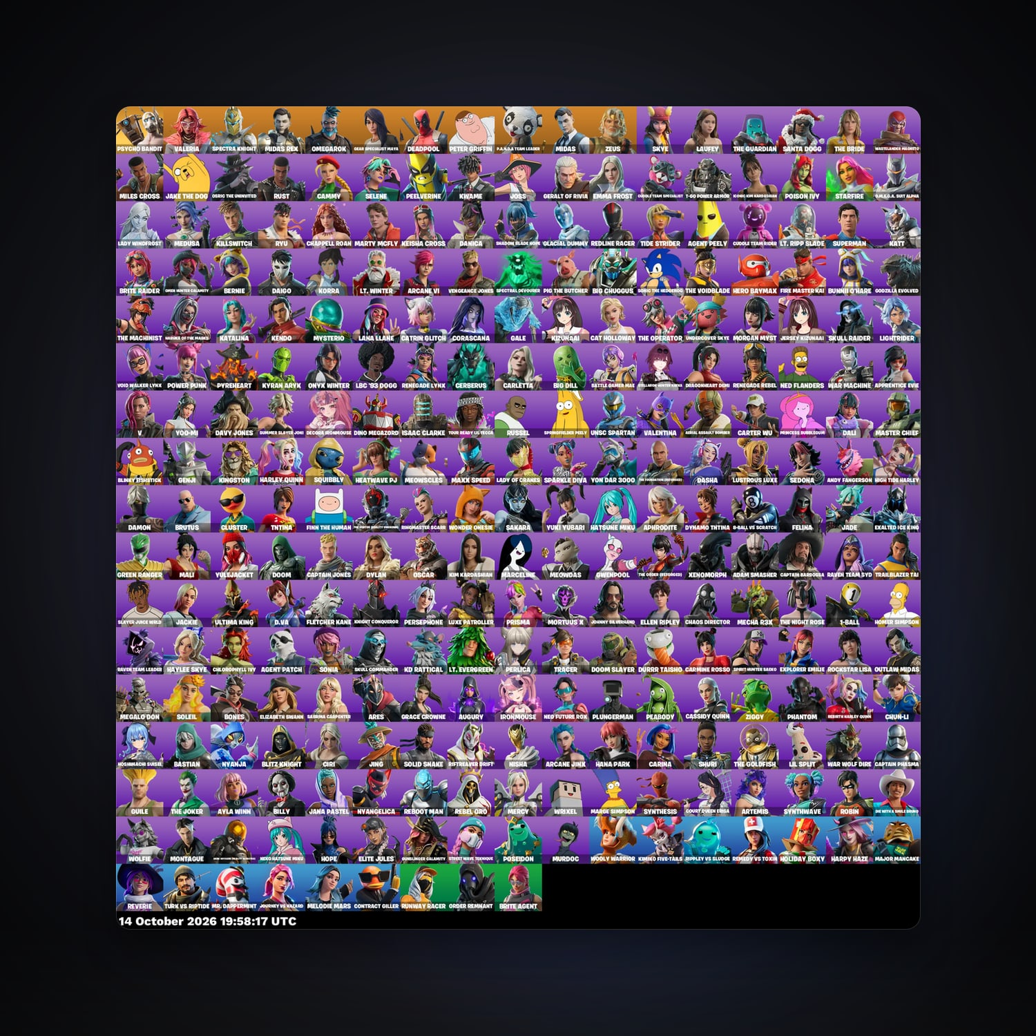 Fortnite account with Midas & Deadpool — 281 skins — 1.4K V-Bucks — lvl 1648 — HabibiAccounts