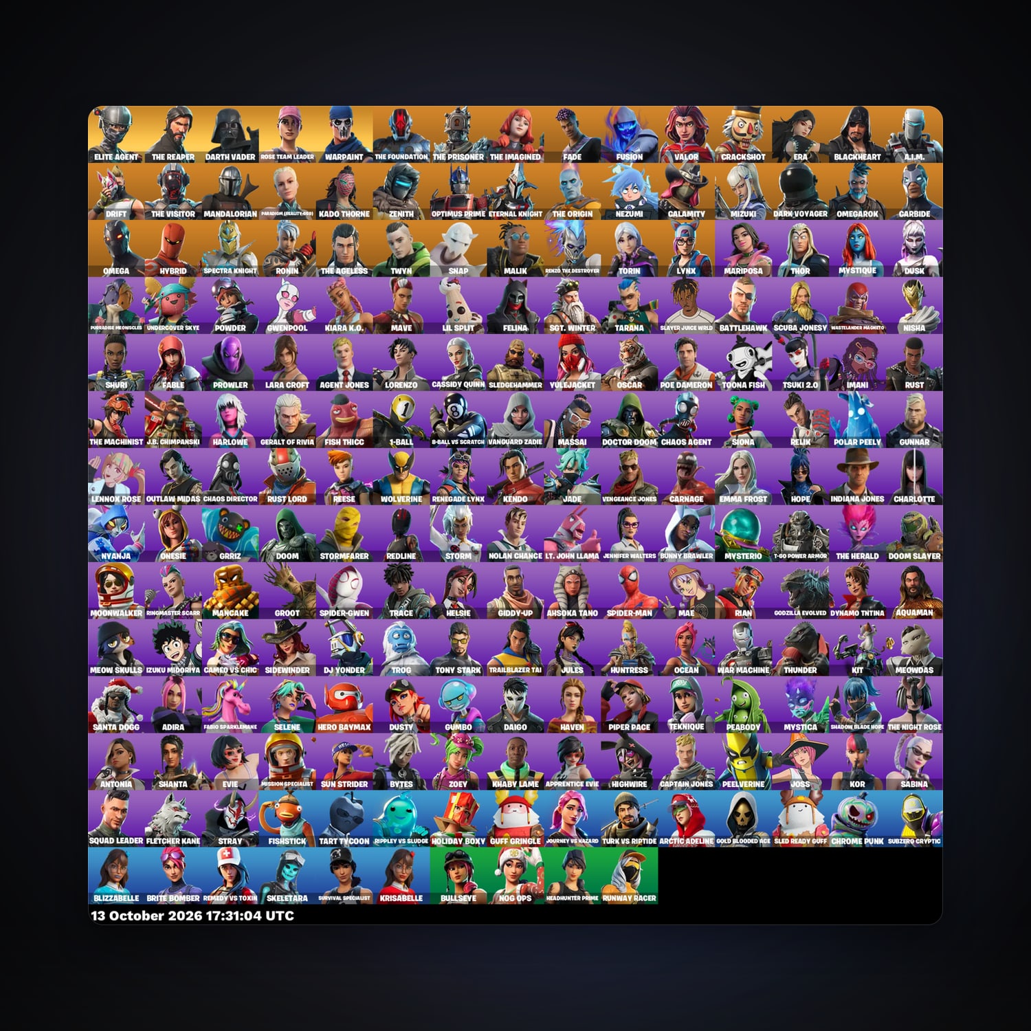 Fortnite account with Elite Agent & The Reaper — 205 skins — 750 V-Bucks — lvl 2803 — HabibiAccounts