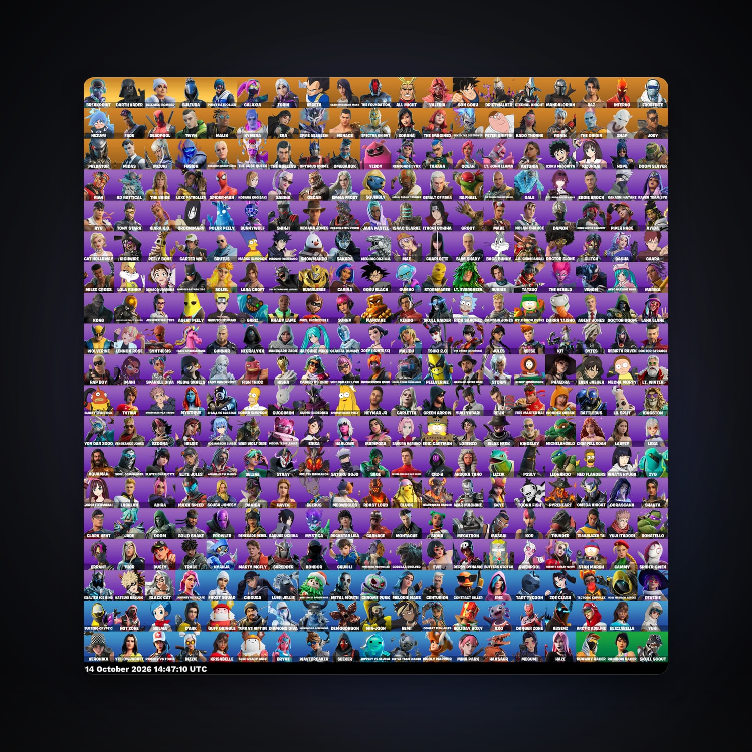 حساب فورتنايت Galaxia وTorin، اللوكر مليان 361 سكن، 400 فيبوكس، لفل 3590، 498 فوز — HabibiAccounts