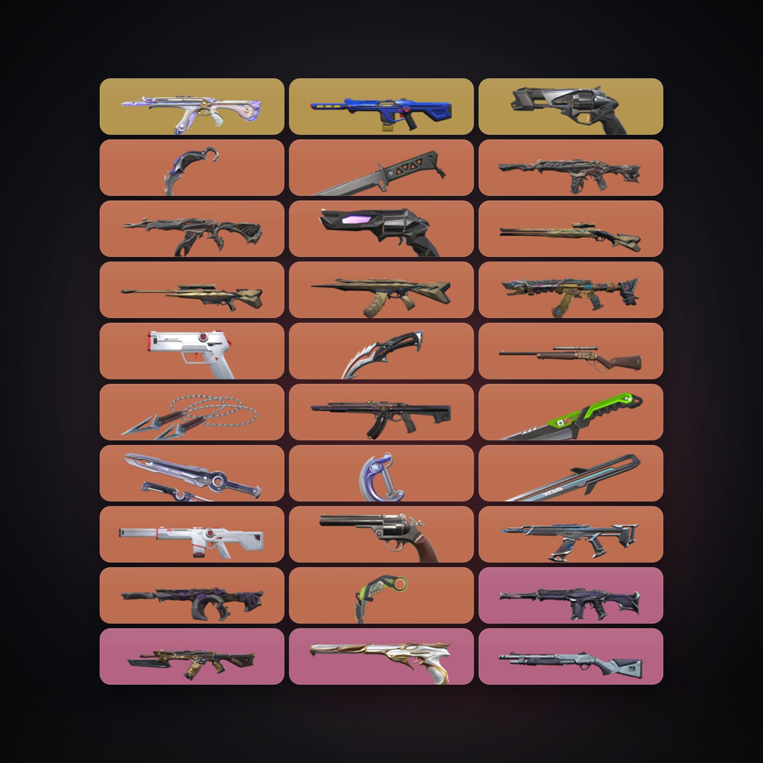 Valorant account: AP Plat 2 locker — 9 knives, 130 skins, lvl 153 — HabibiAccounts