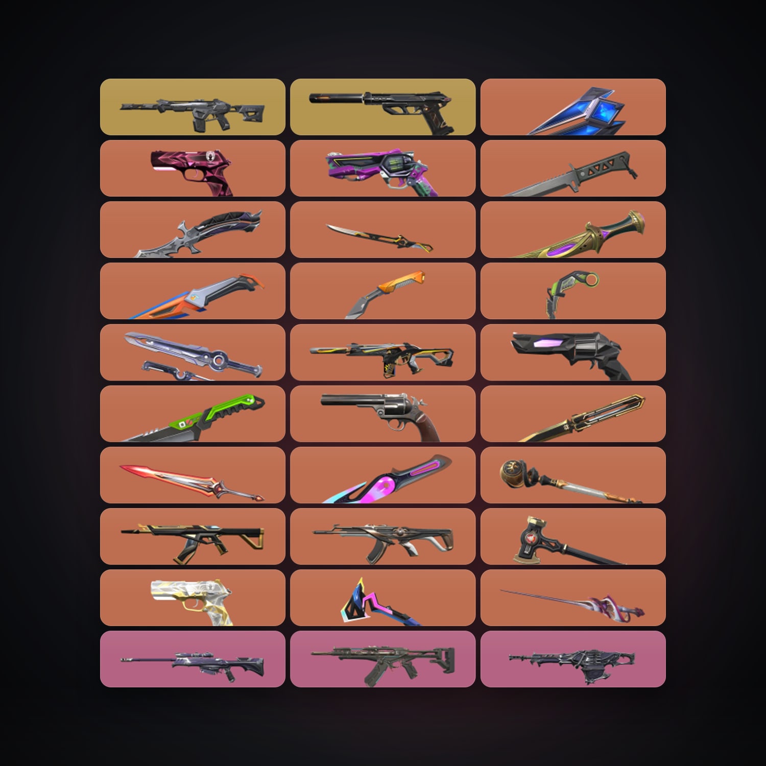 Valorant account: LA Diamond 1 locker — 17 knives, 183 skins, lvl 421 — HabibiAccounts
