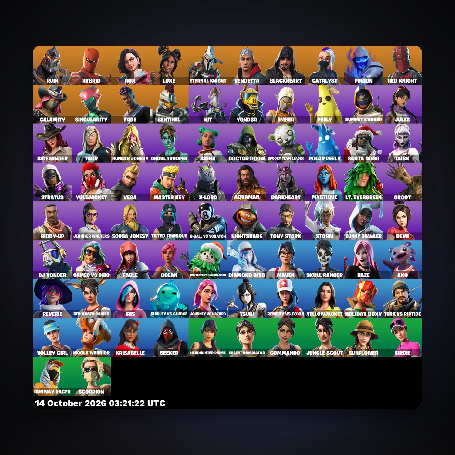 Fortnite account with Ghoul Trooper & Peely — 82 skins — 1.6K V-Bucks — lvl 1657 — HabibiAccounts